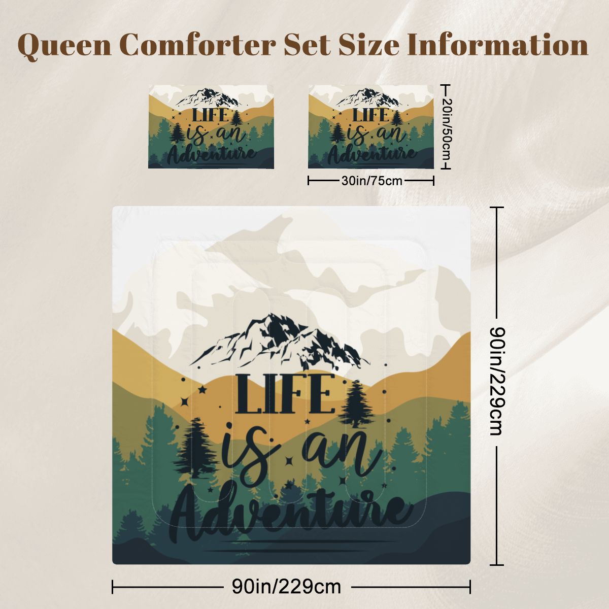 Let the Adventure Begin Queen Comforter Set 3 Pcs