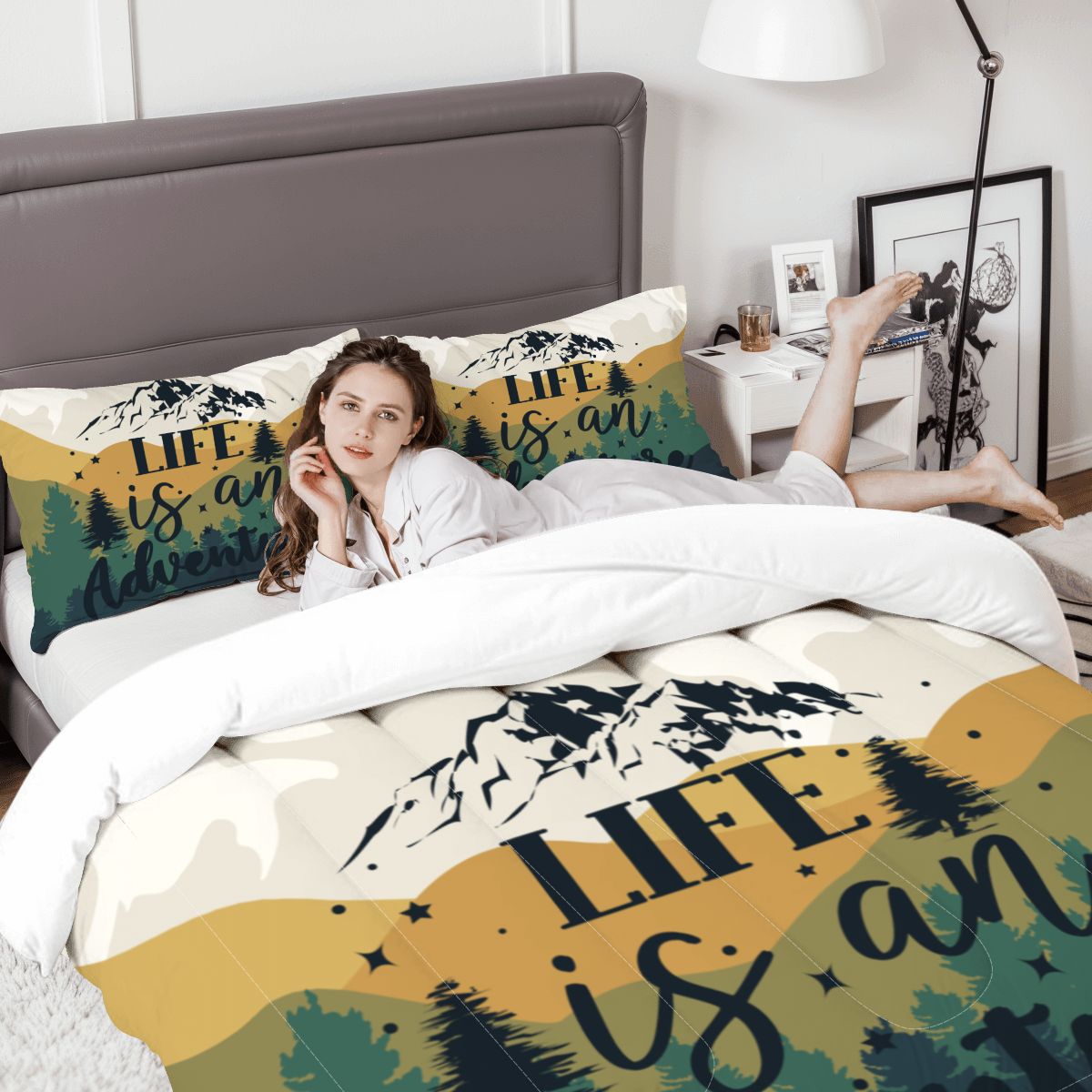 Let the Adventure Begin Queen Comforter Set 3 Pcs