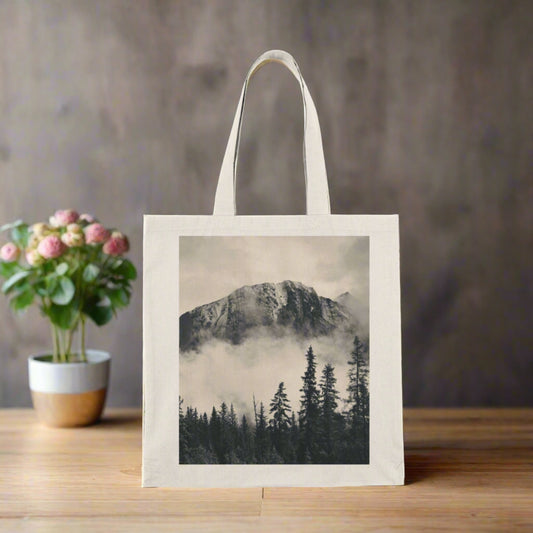 Foggy Mountain Natural Tote Bag