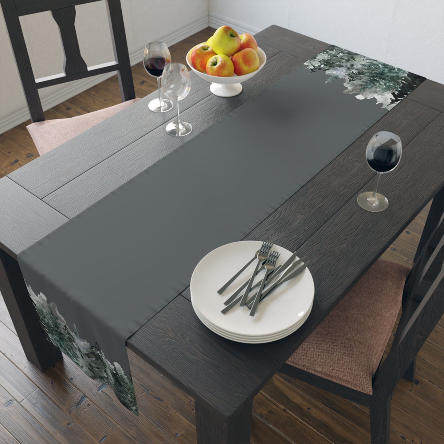 Grey Pine Table Runner (Cotton, Poly)