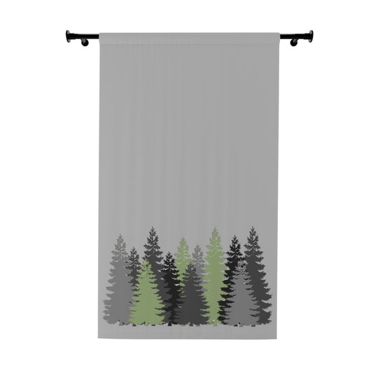 Grey Pine Window Curtains (1 Piece)