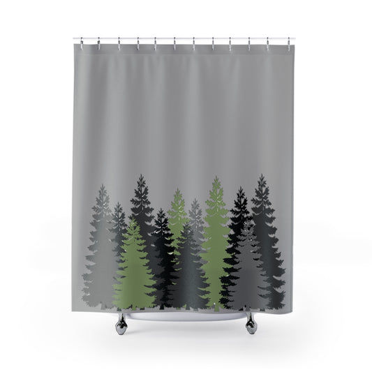 Grey Pines Shower Curtains