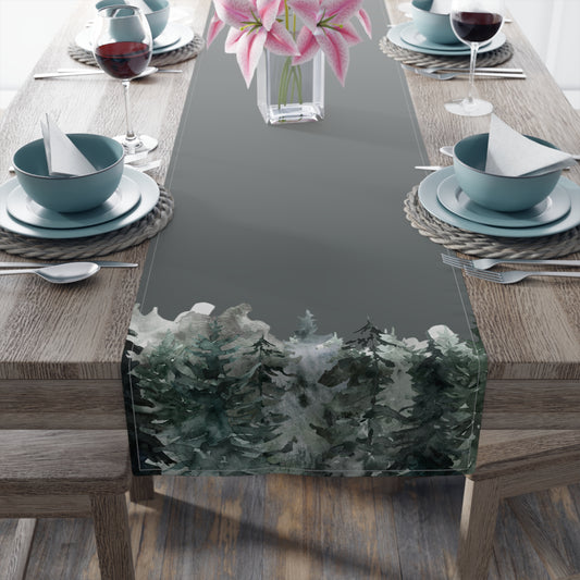 Grey Pine Table Runner (Cotton, Poly)