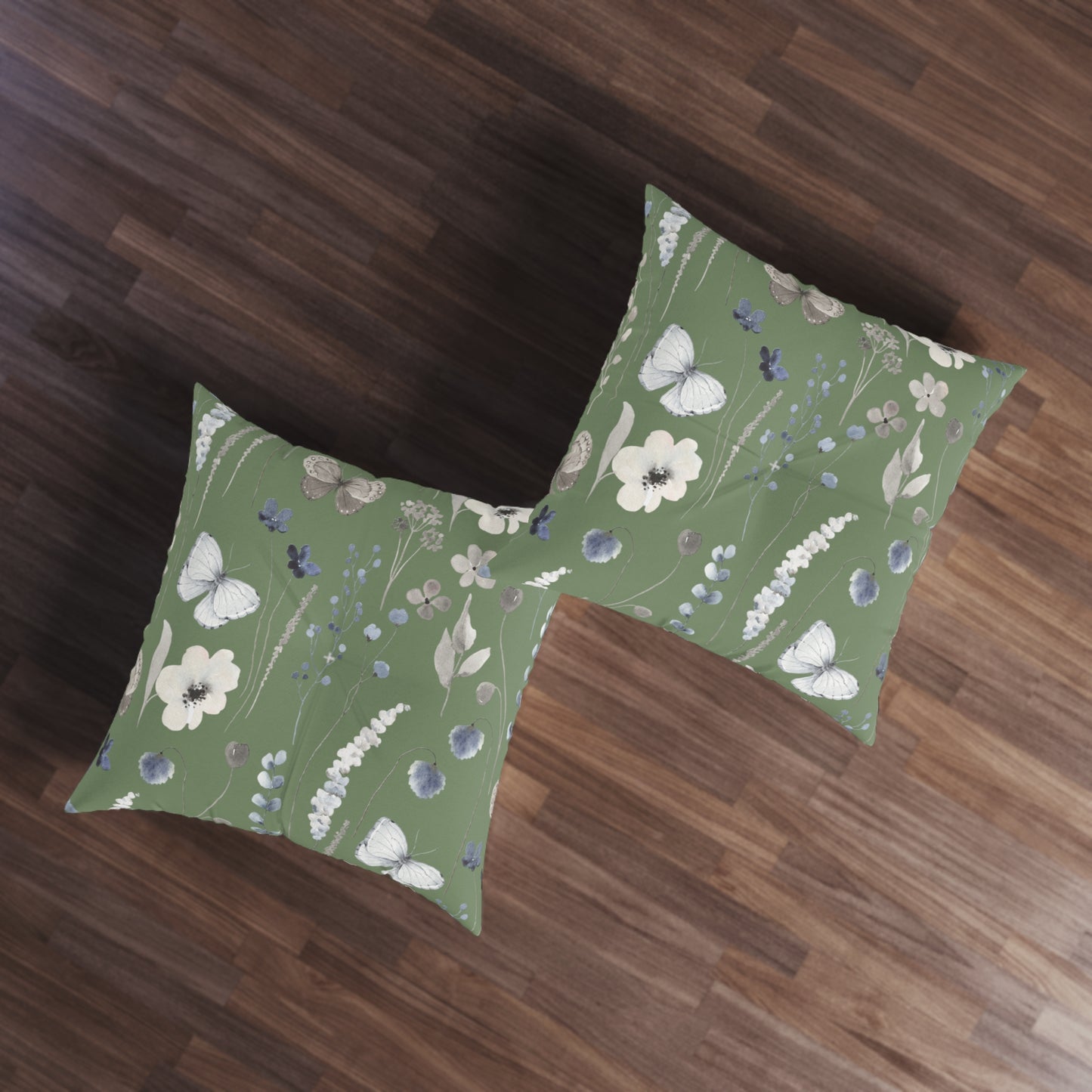 Mossy Green Tufted Floor Pillow, Square