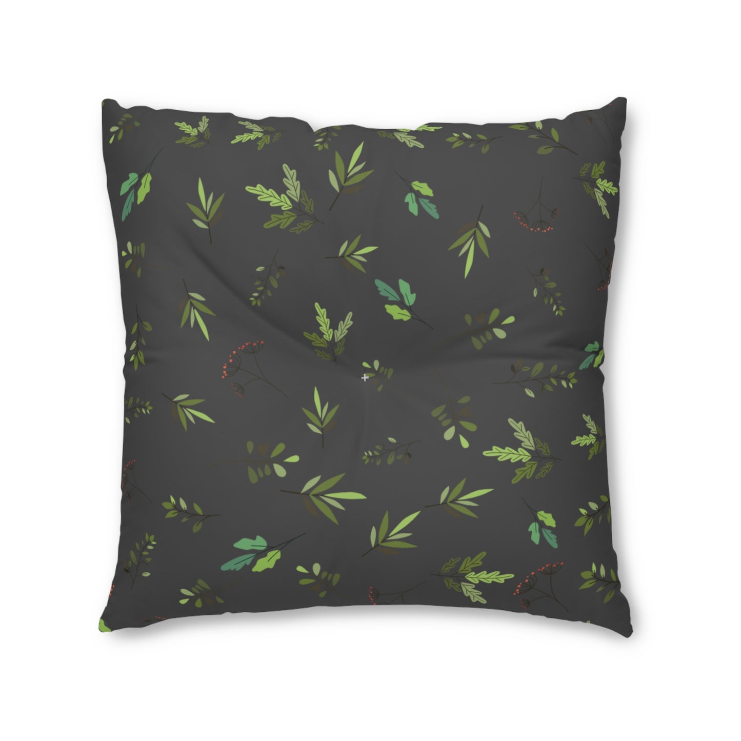 Square Floor Pillow - Green Leaves Design