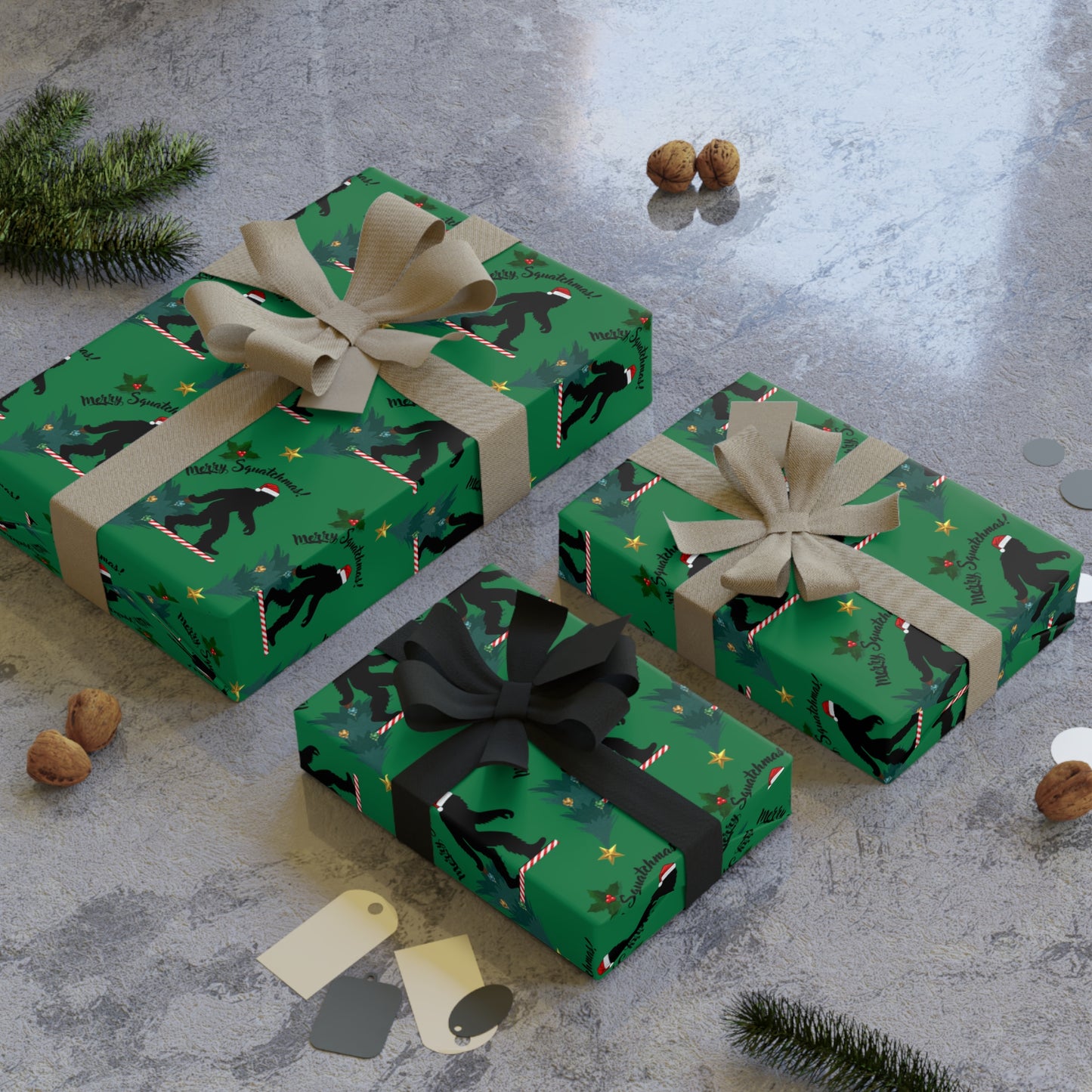 Merry Squatchmas - Wrapping Paper (Green)