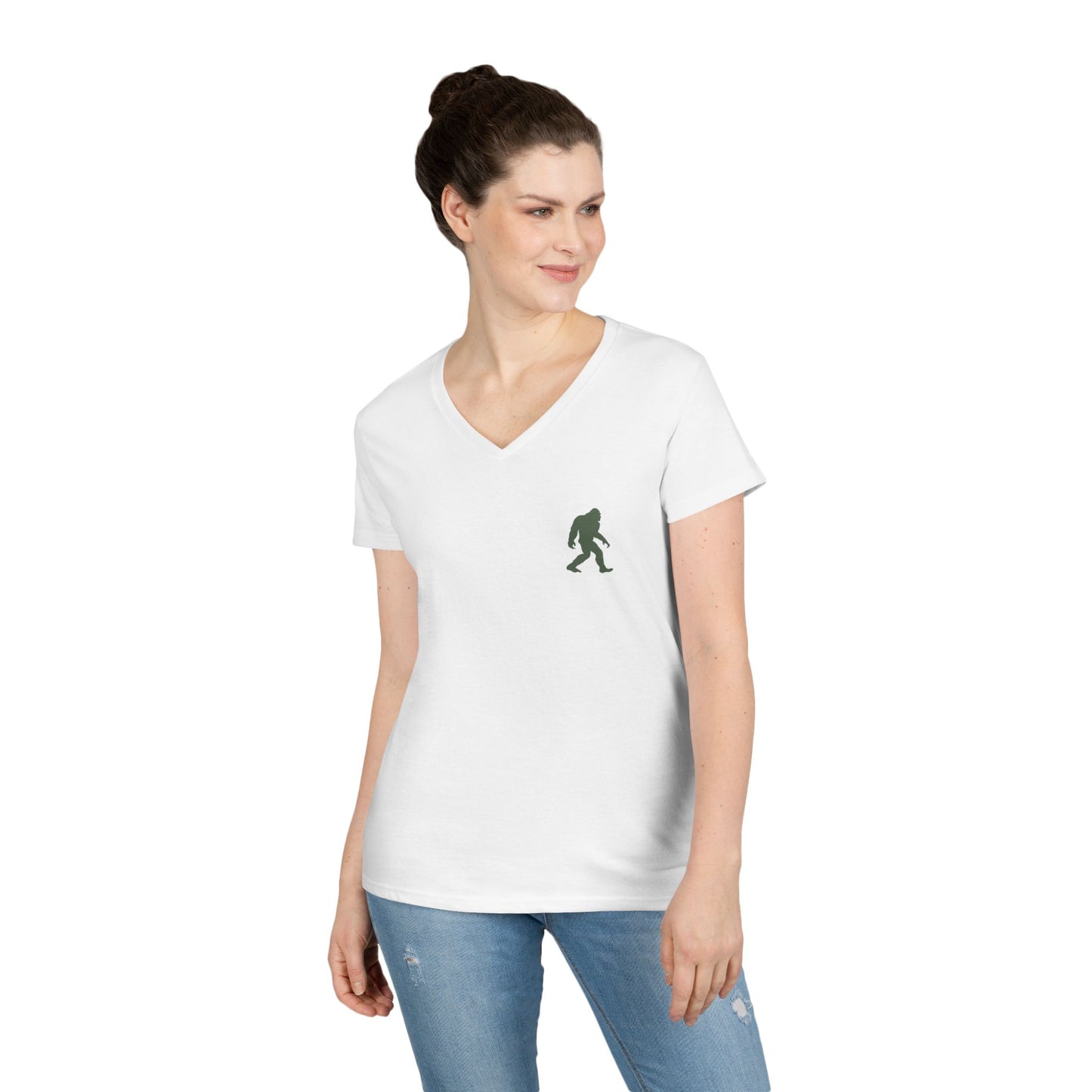 Bigfoot Forest Ladies V-Neck T-Shirt