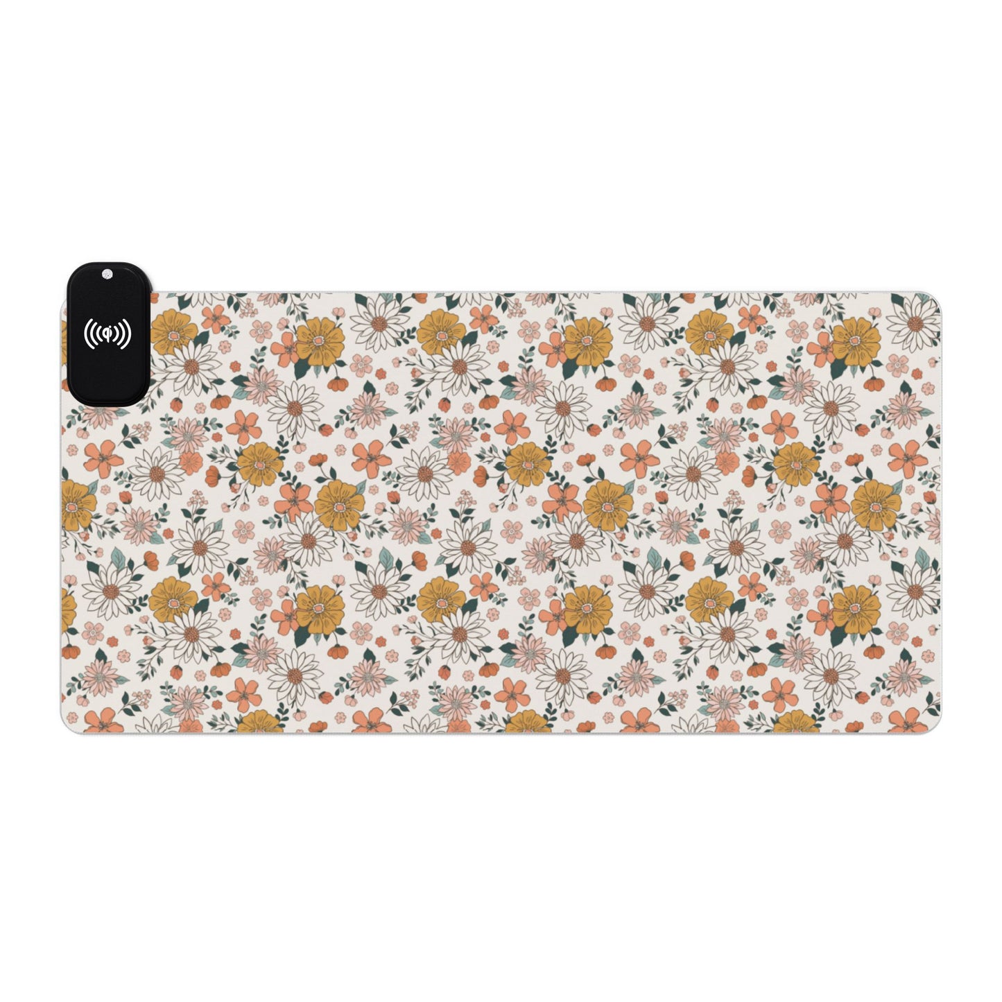 Retro Flower LED Gaming Mouse Pad, Wireless Charging