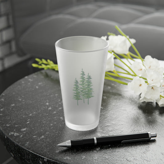 Pine Trees Frosted Pint Glass, 16oz