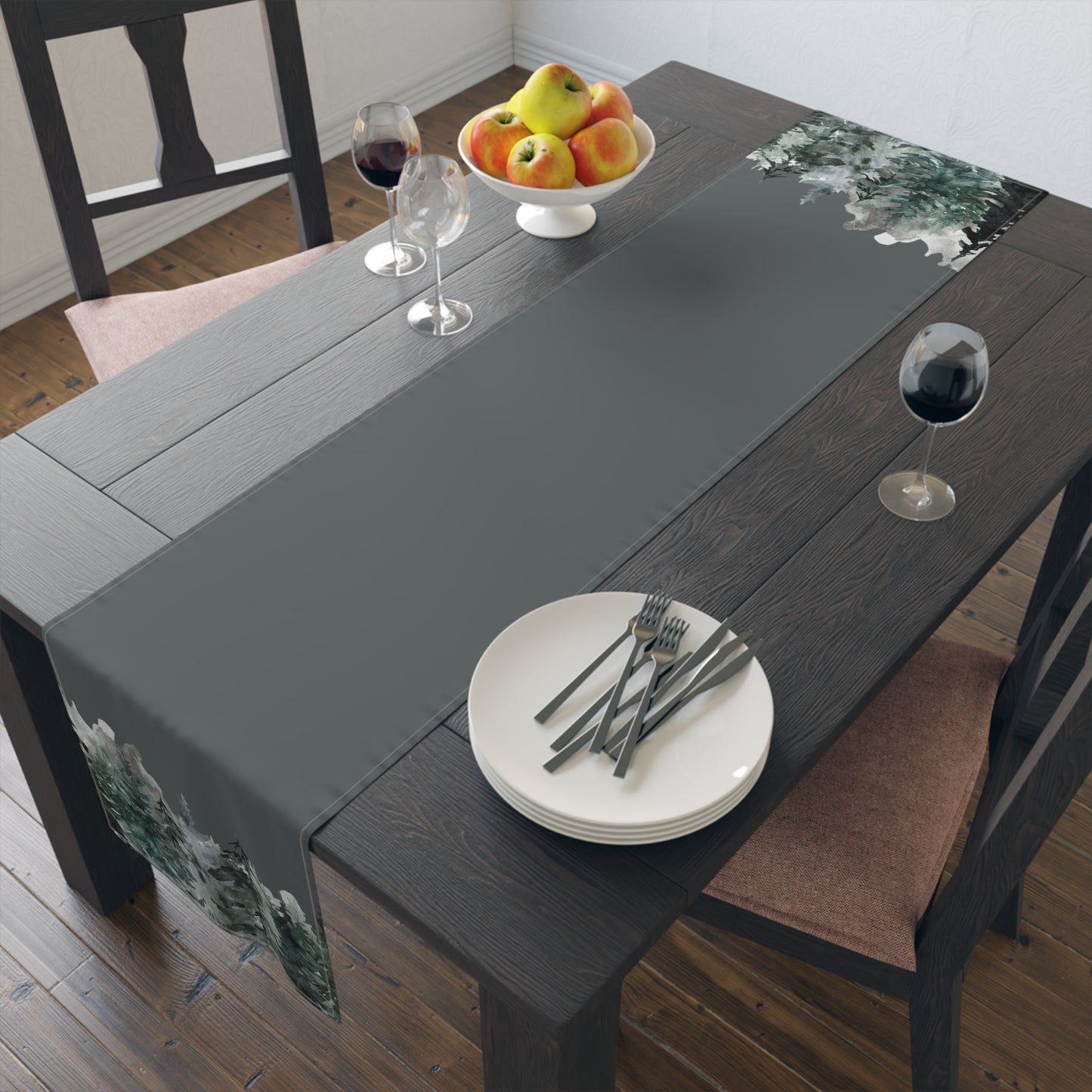 Grey Pine Table Runner (Cotton, Poly)
