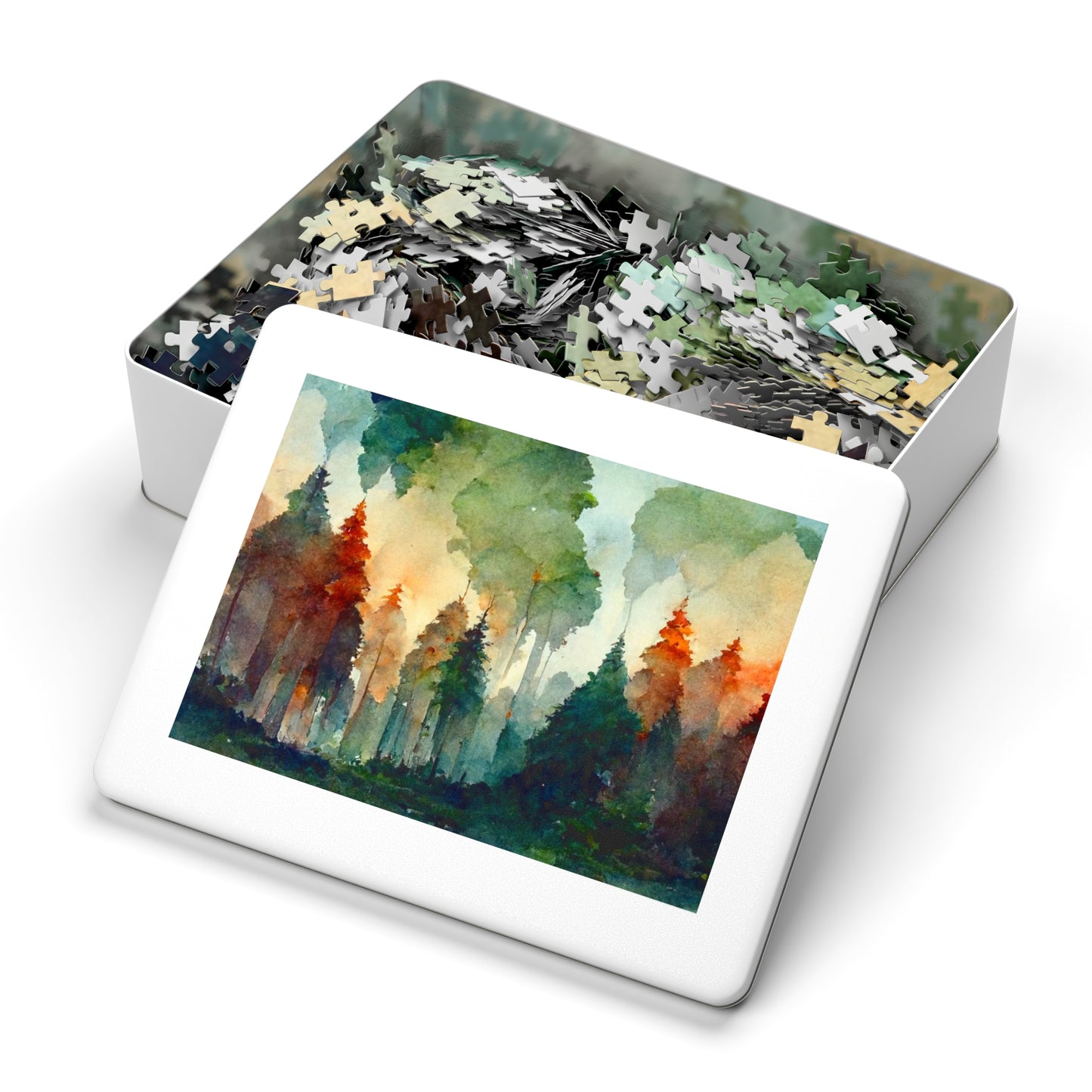 Painted Mountain Jigsaw Puzzle with Tin