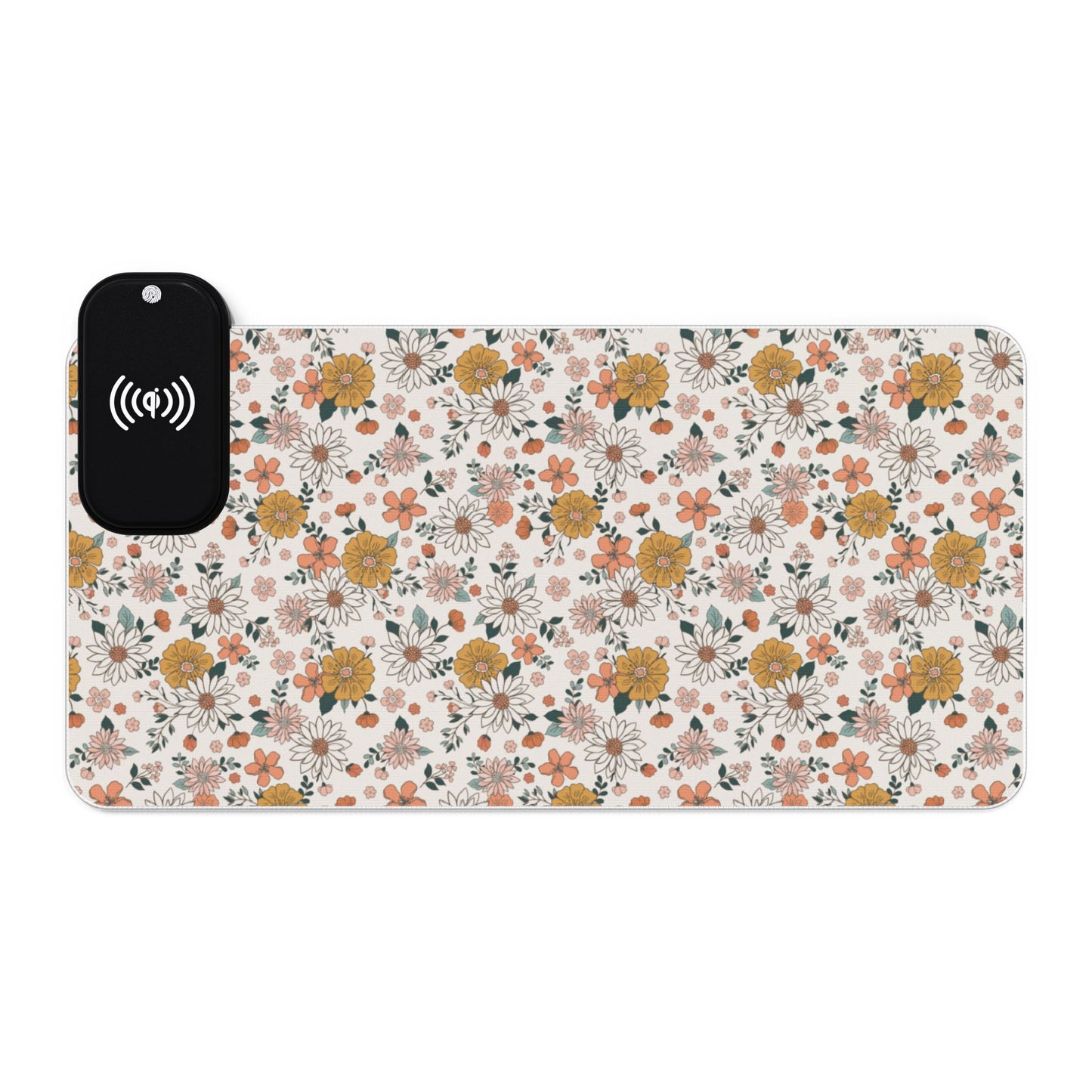 Retro Flower LED Gaming Mouse Pad, Wireless Charging