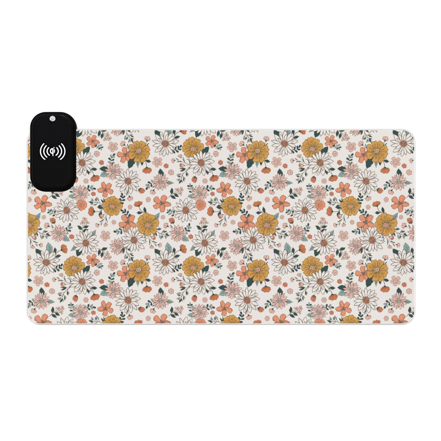 Retro Flower LED Gaming Mouse Pad, Wireless Charging