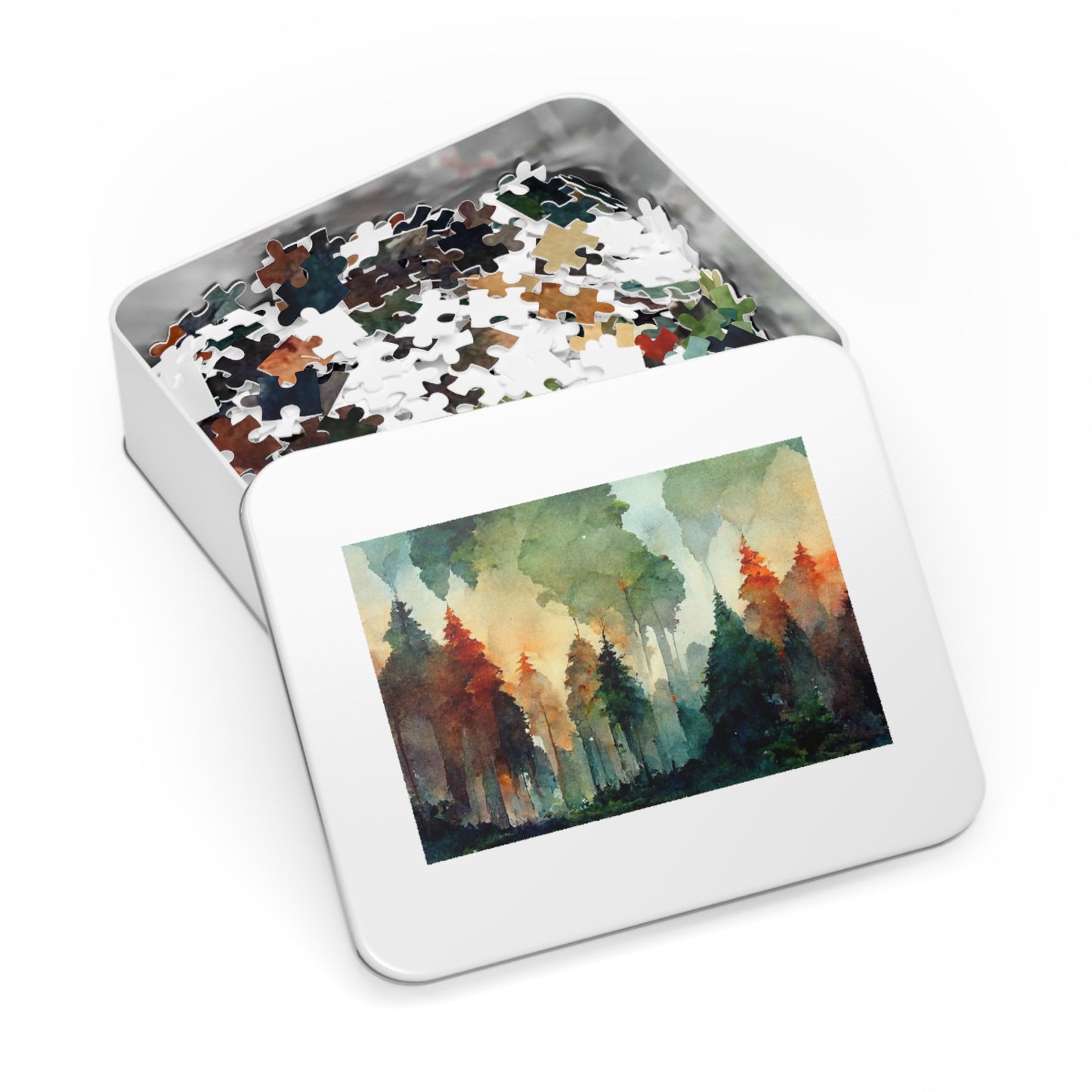 Painted Mountain Jigsaw Puzzle with Tin
