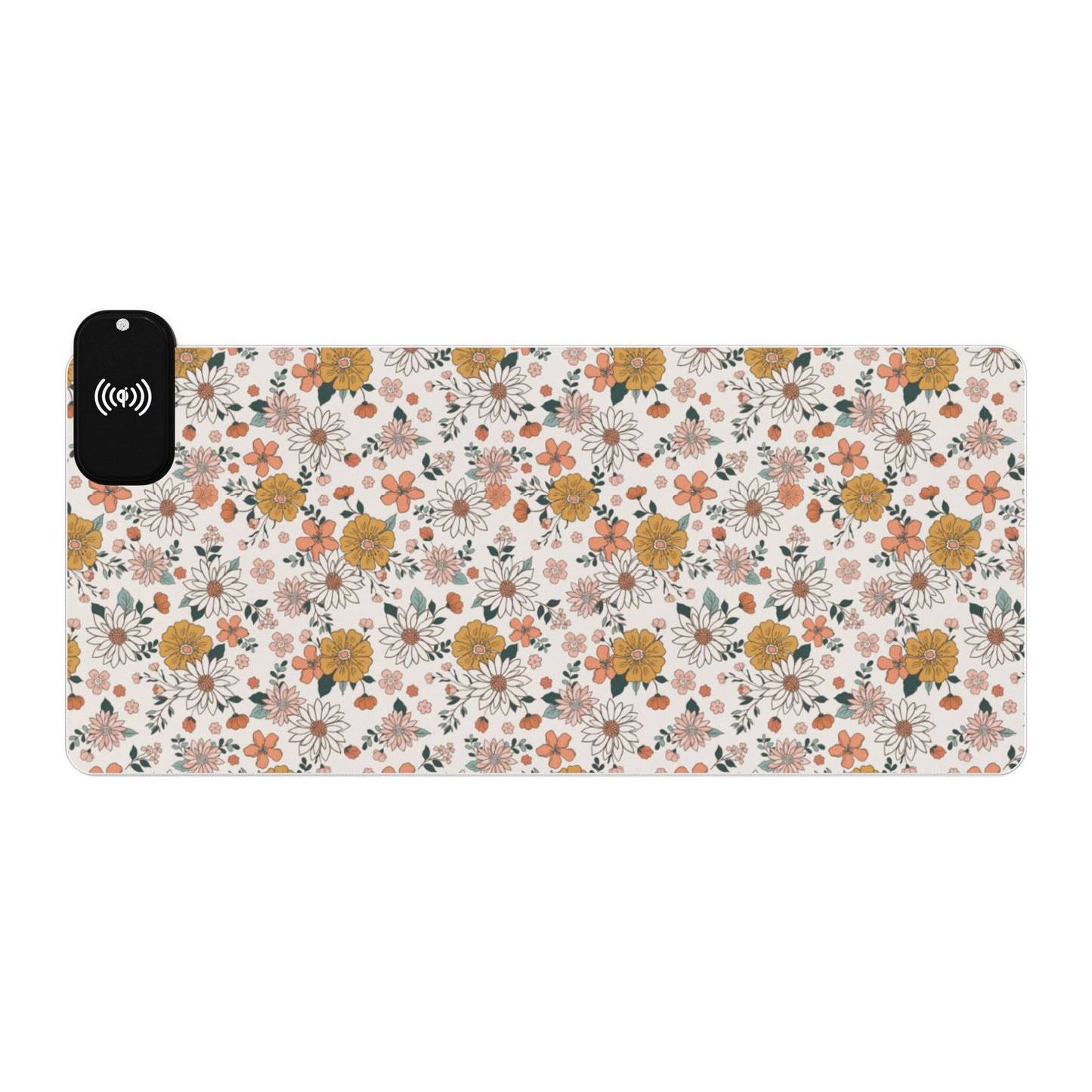 Retro Flower LED Gaming Mouse Pad, Wireless Charging
