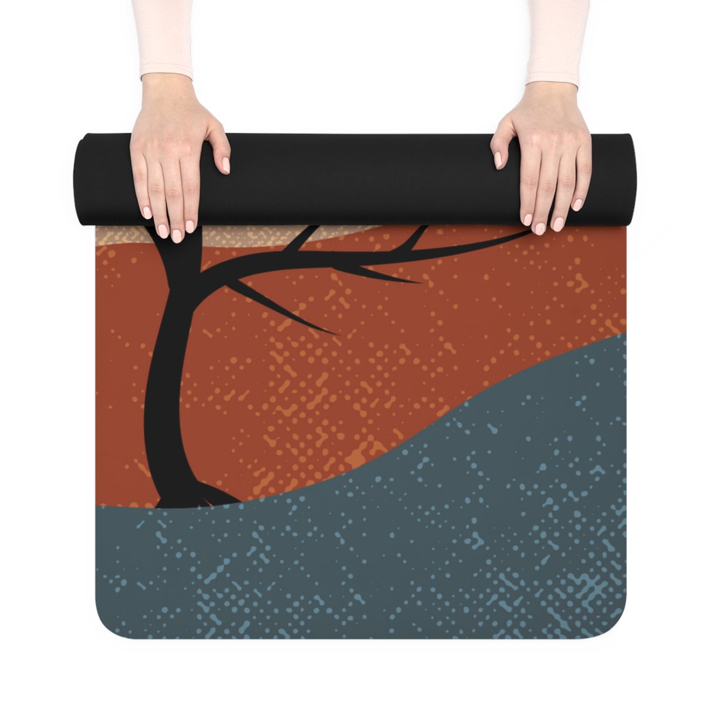 Rubber Yoga Mat - Orange Moon Design