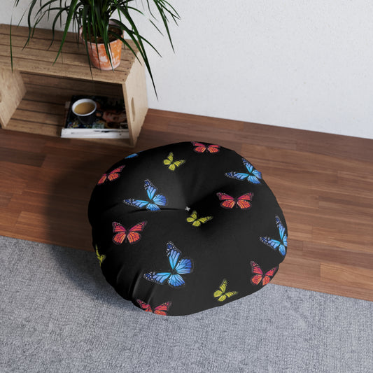 Butterfly Tufted Floor Pillow, Round