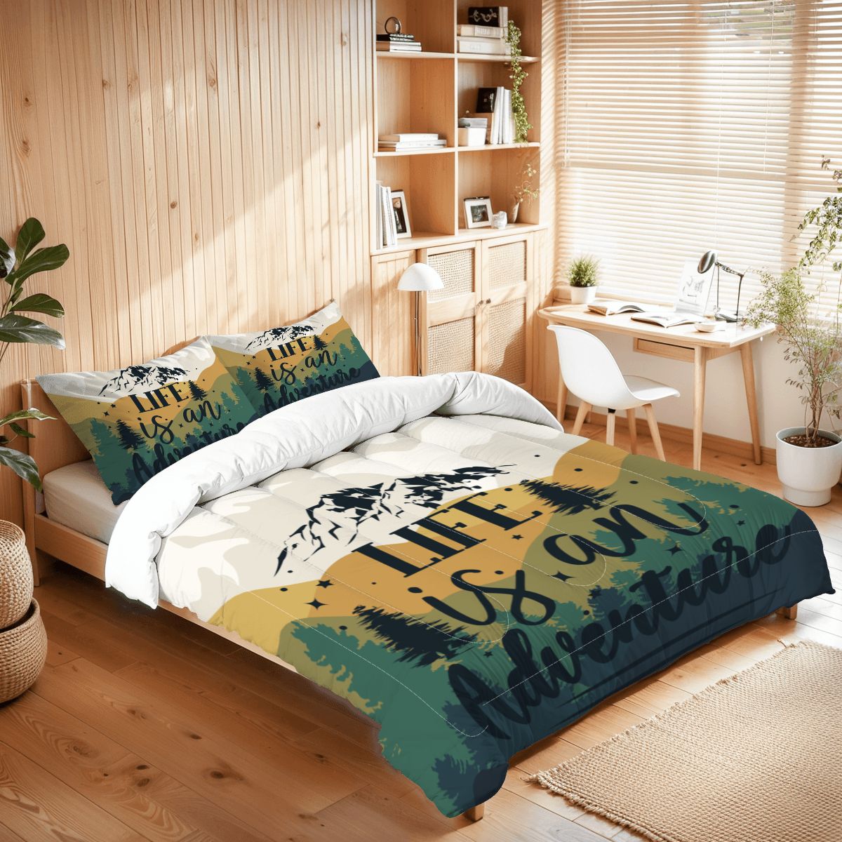 Let the Adventure Begin Queen Comforter Set 3 Pcs