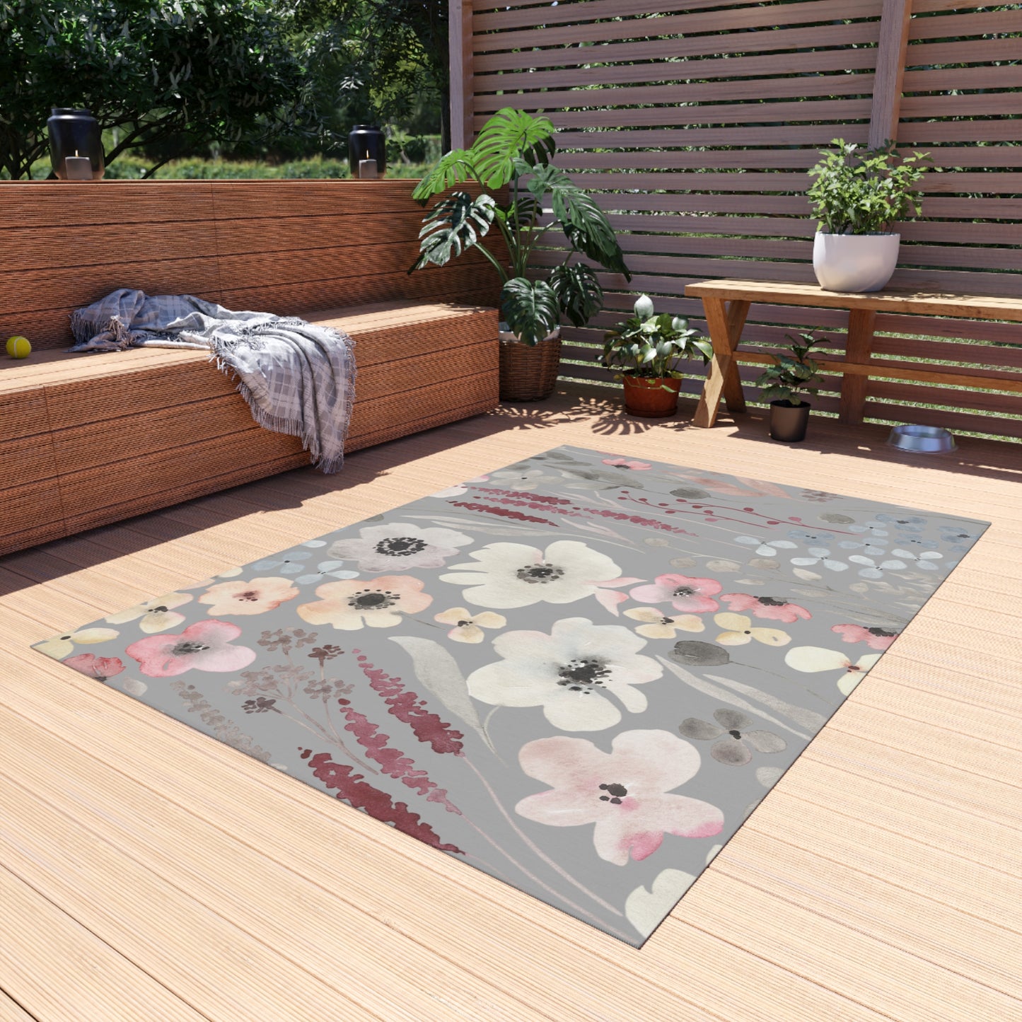 Pastel Flower Outdoor Rug