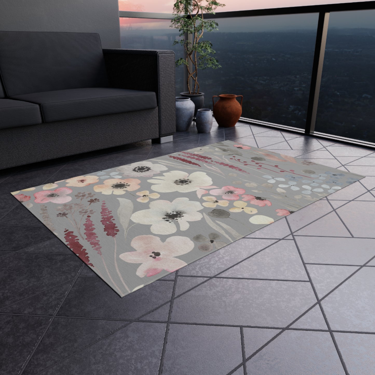 Pastel Flower Outdoor Rug