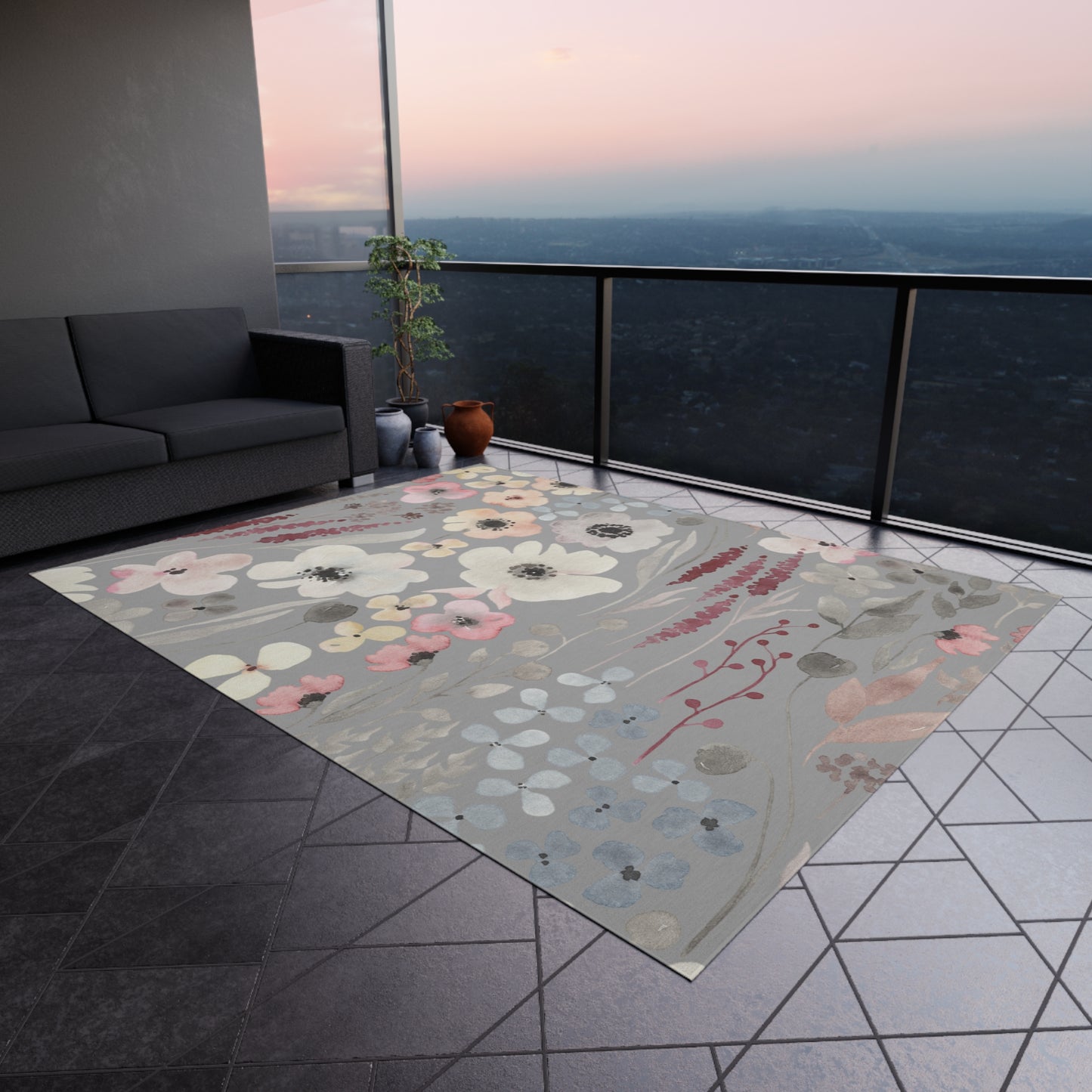 Pastel Flower Outdoor Rug