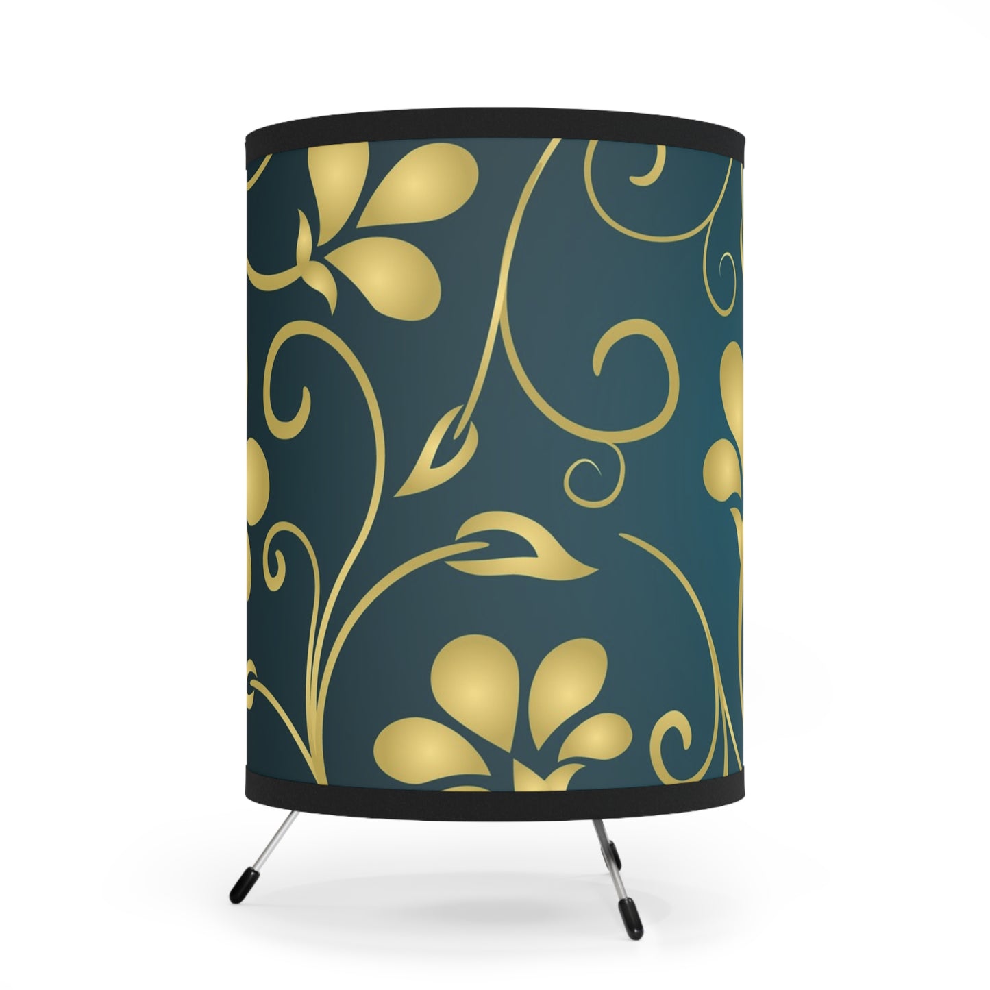 Gold Vine Tripod Lamp with High-Res Printed Shade, US\CA plug