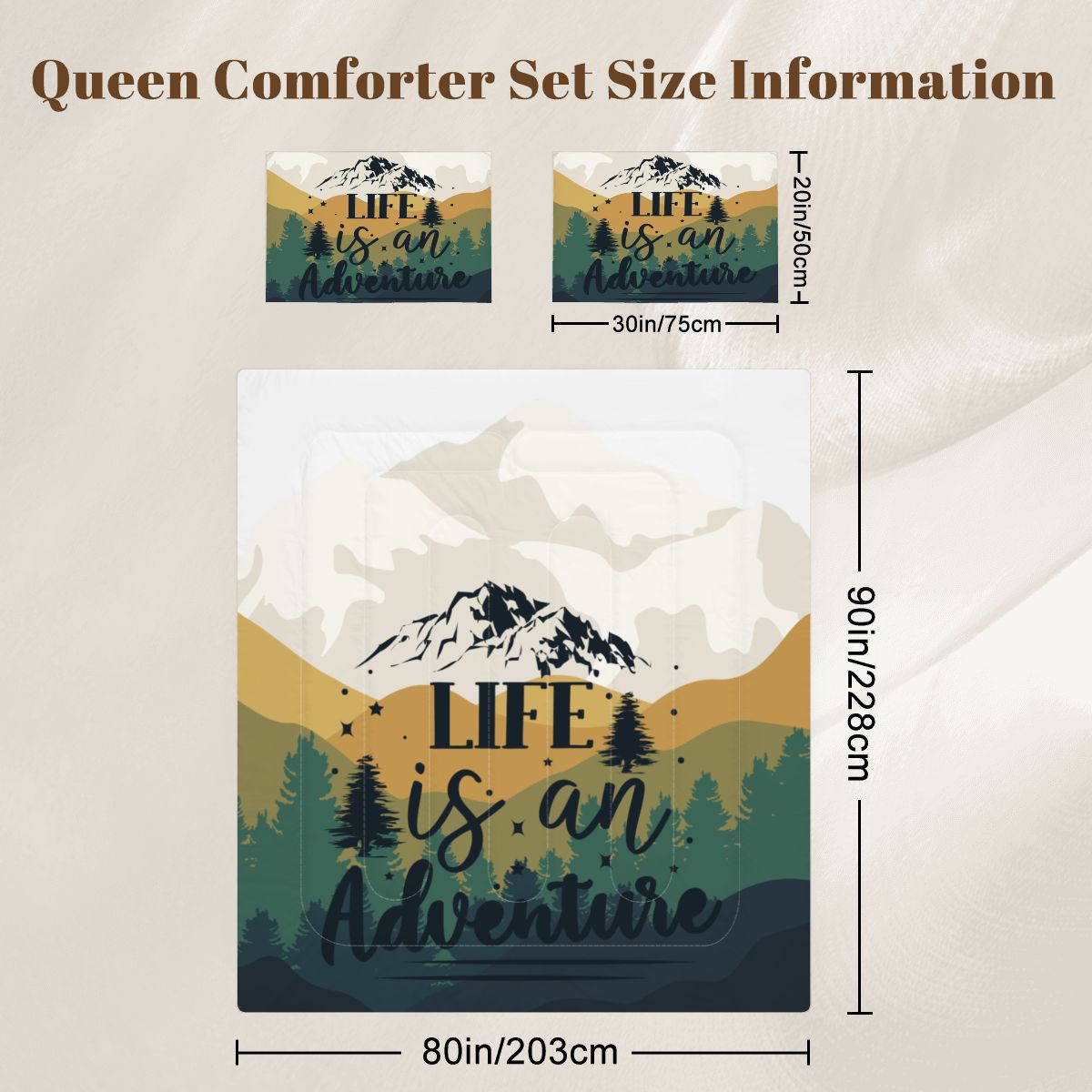 Life is an Adventure Full Size Comforter 3 Pcs Set