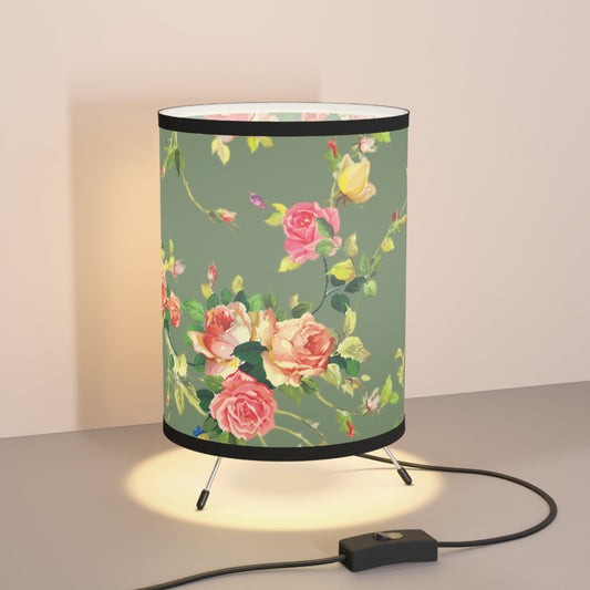 Mossy Rose Tripod Lamp with High-Res Printed Shade, US\CA plug