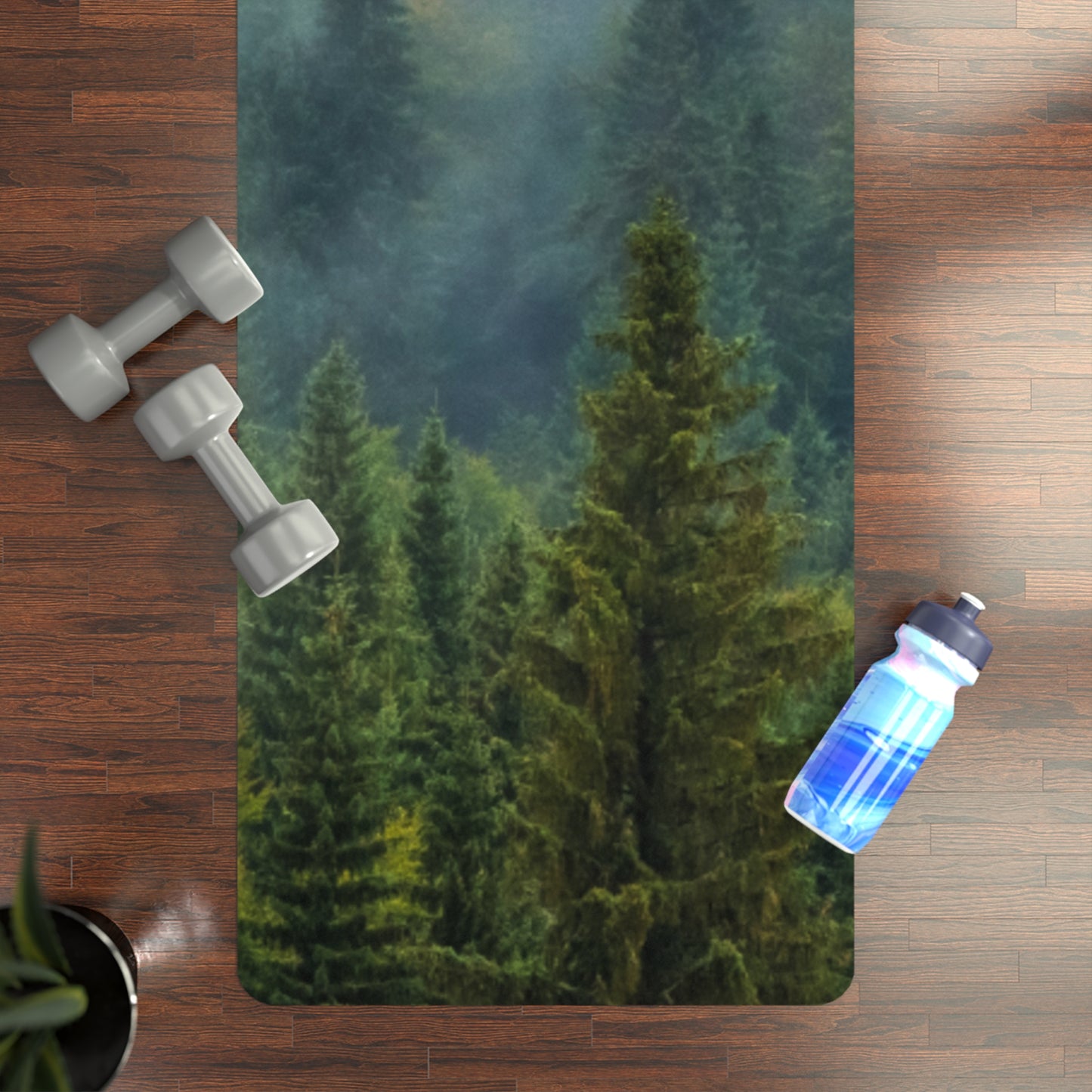 Rubber Yoga Mat - Foggy Mountain Design