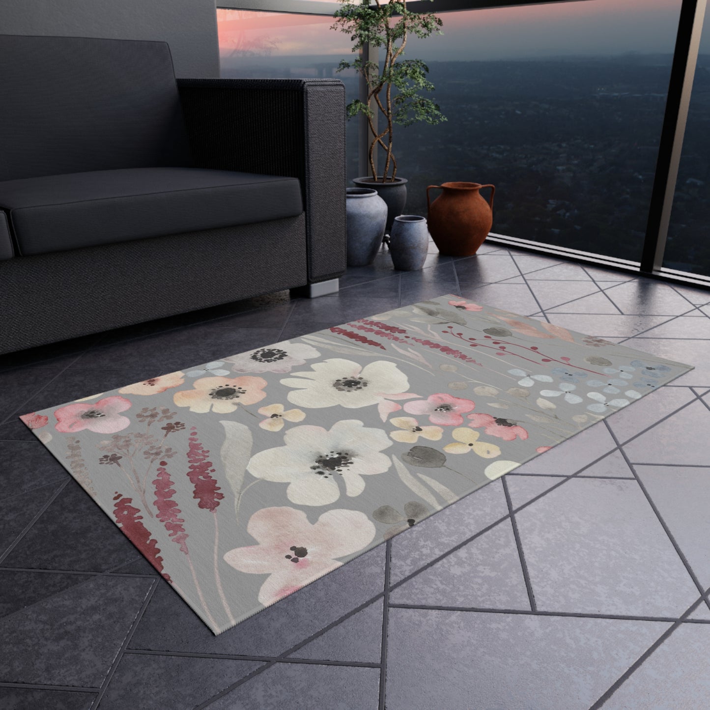 Pastel Flower Outdoor Rug