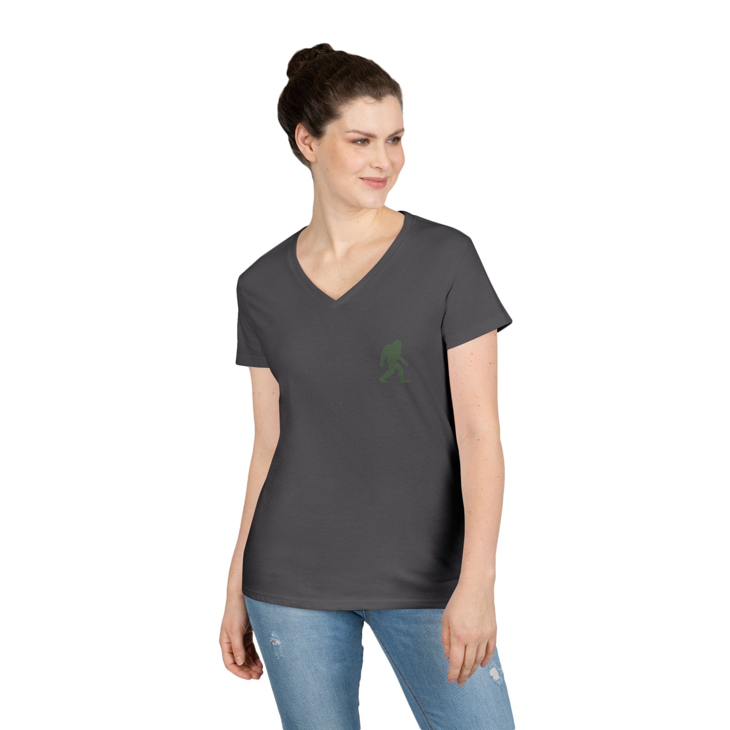Bigfoot Forest Ladies V-Neck T-Shirt