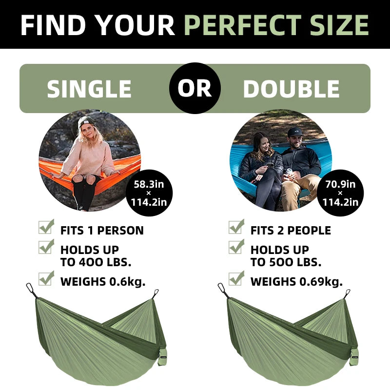 Outdoor Camping Hammock - Single or Double Hammock