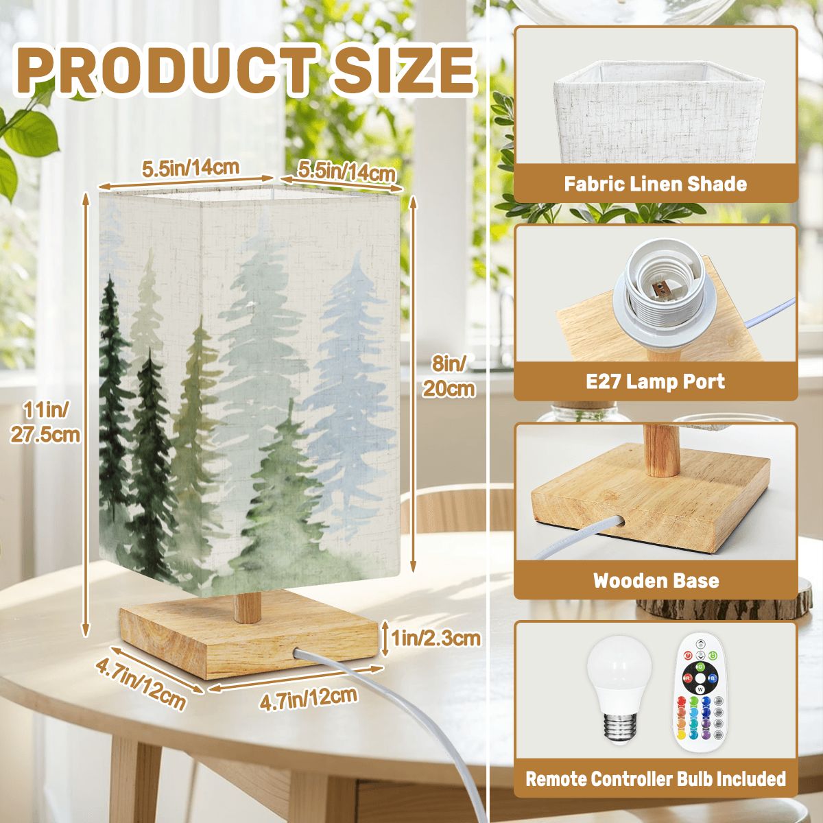 Forest Trees Square Table Lamp