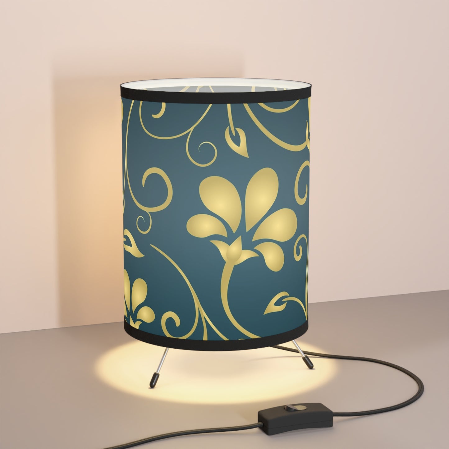 Gold Vine Tripod Lamp with High-Res Printed Shade, US\CA plug