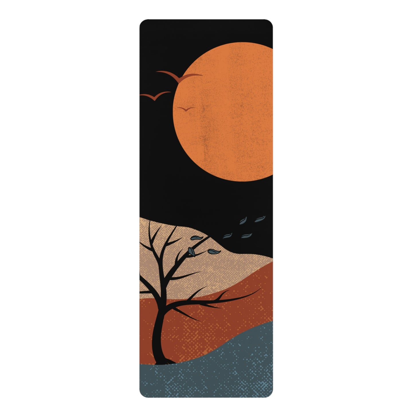 Rubber Yoga Mat - Orange Moon Design