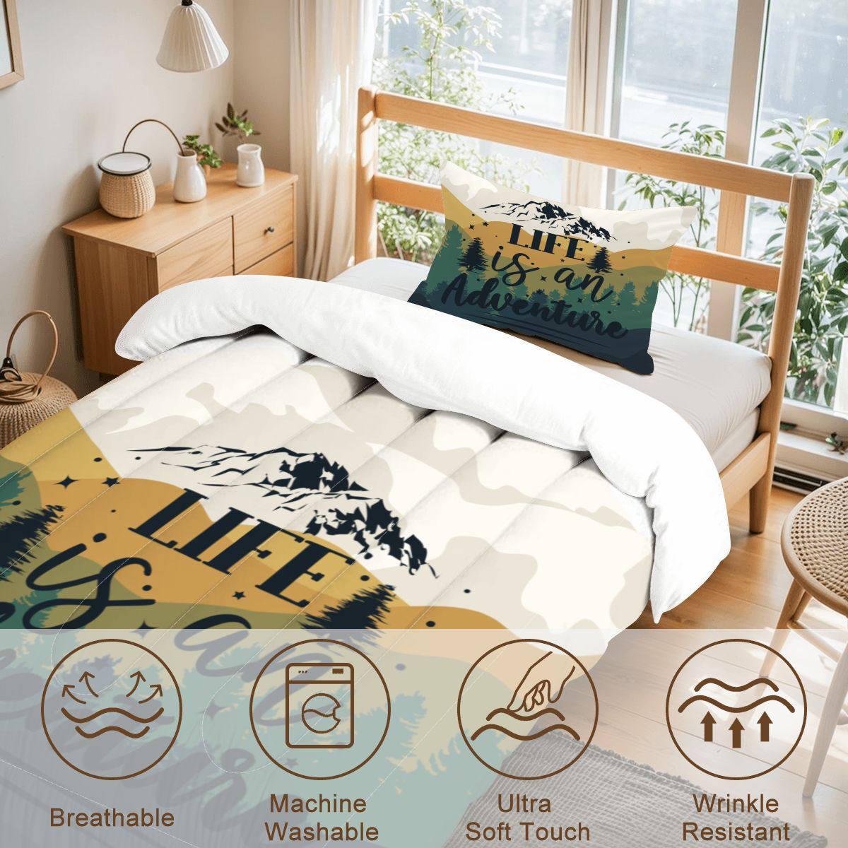 Let the Adventure Begin Twin Comforter 3 Pcs Set