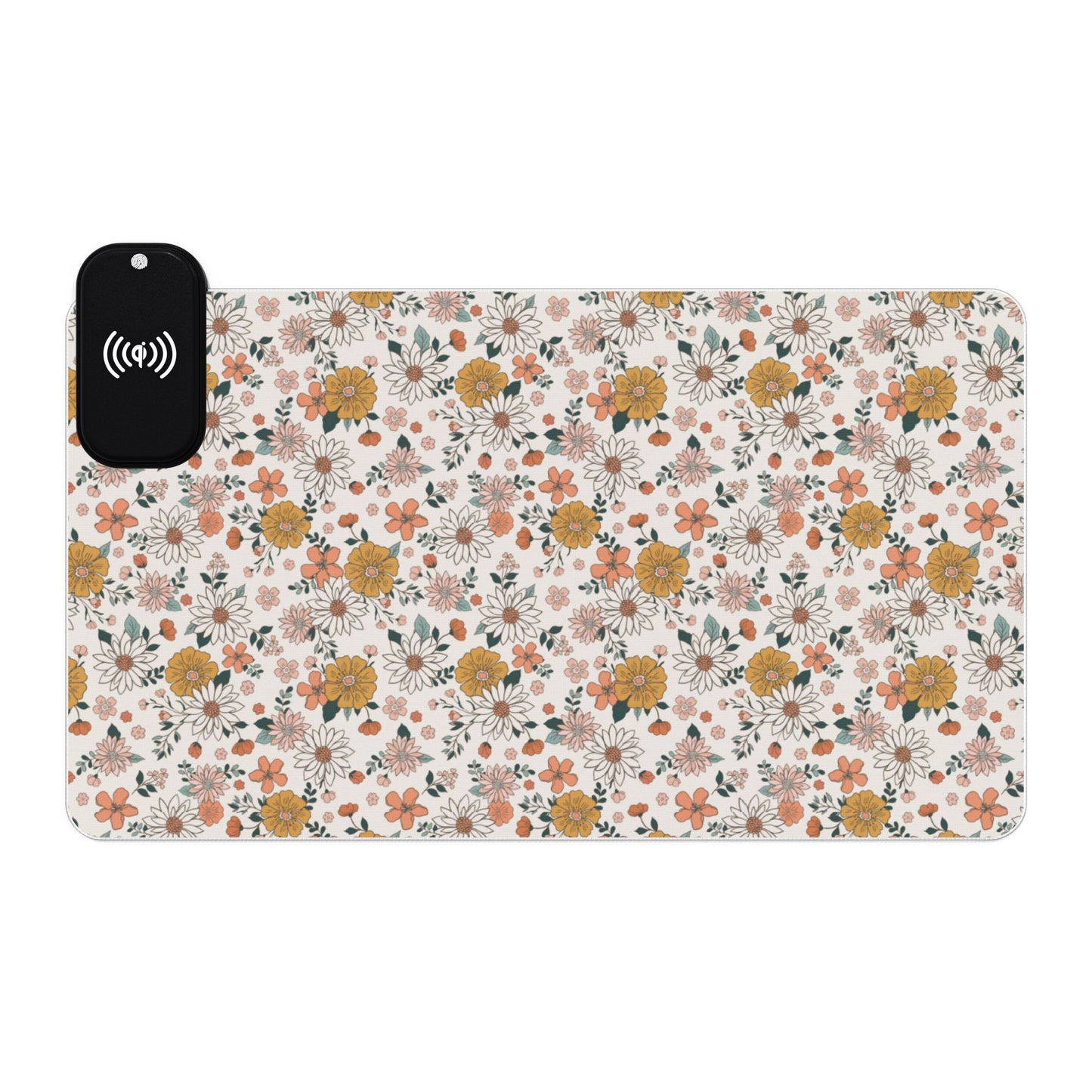 Retro Flower LED Gaming Mouse Pad, Wireless Charging