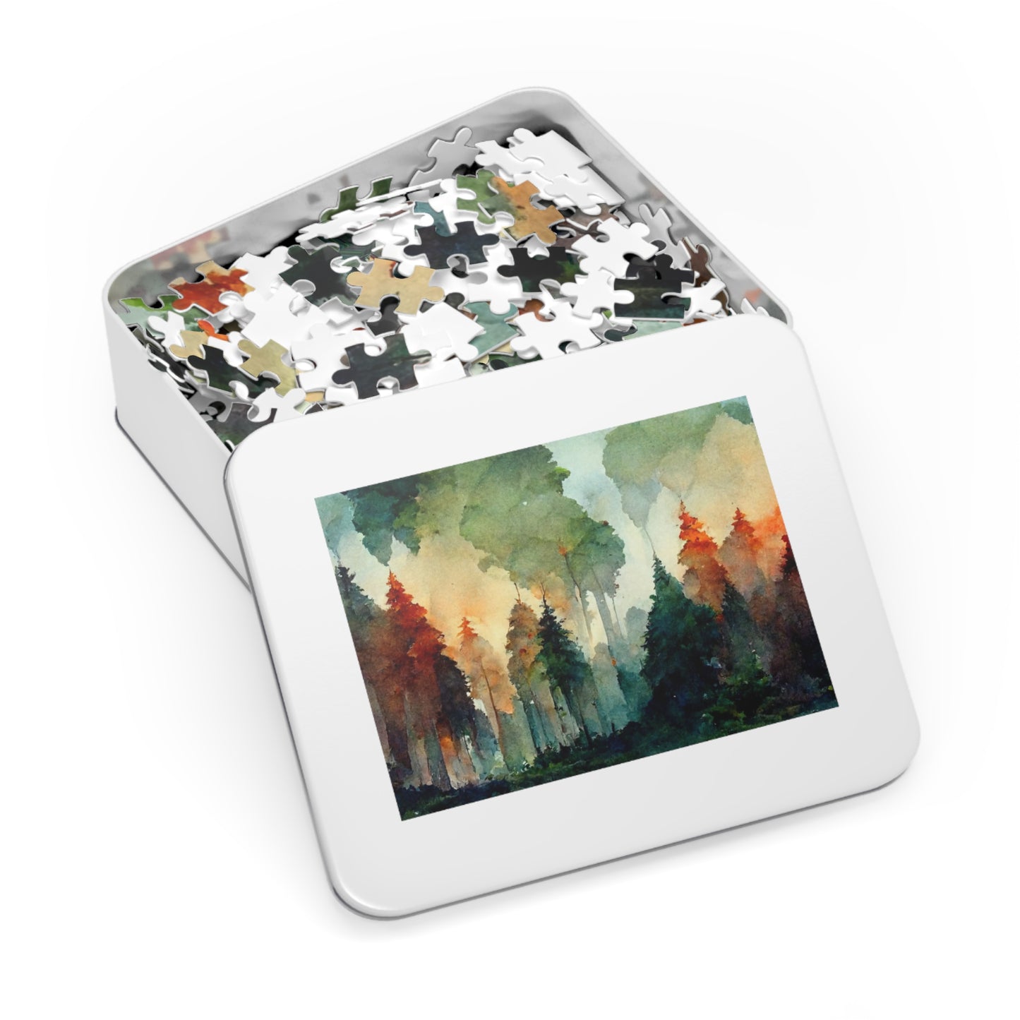 Painted Mountain Jigsaw Puzzle with Tin