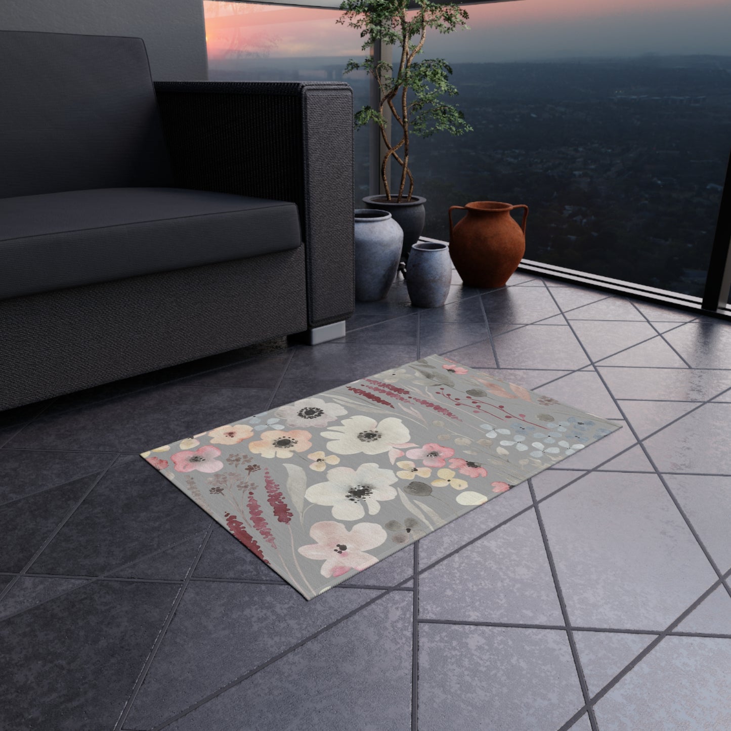Pastel Flower Outdoor Rug