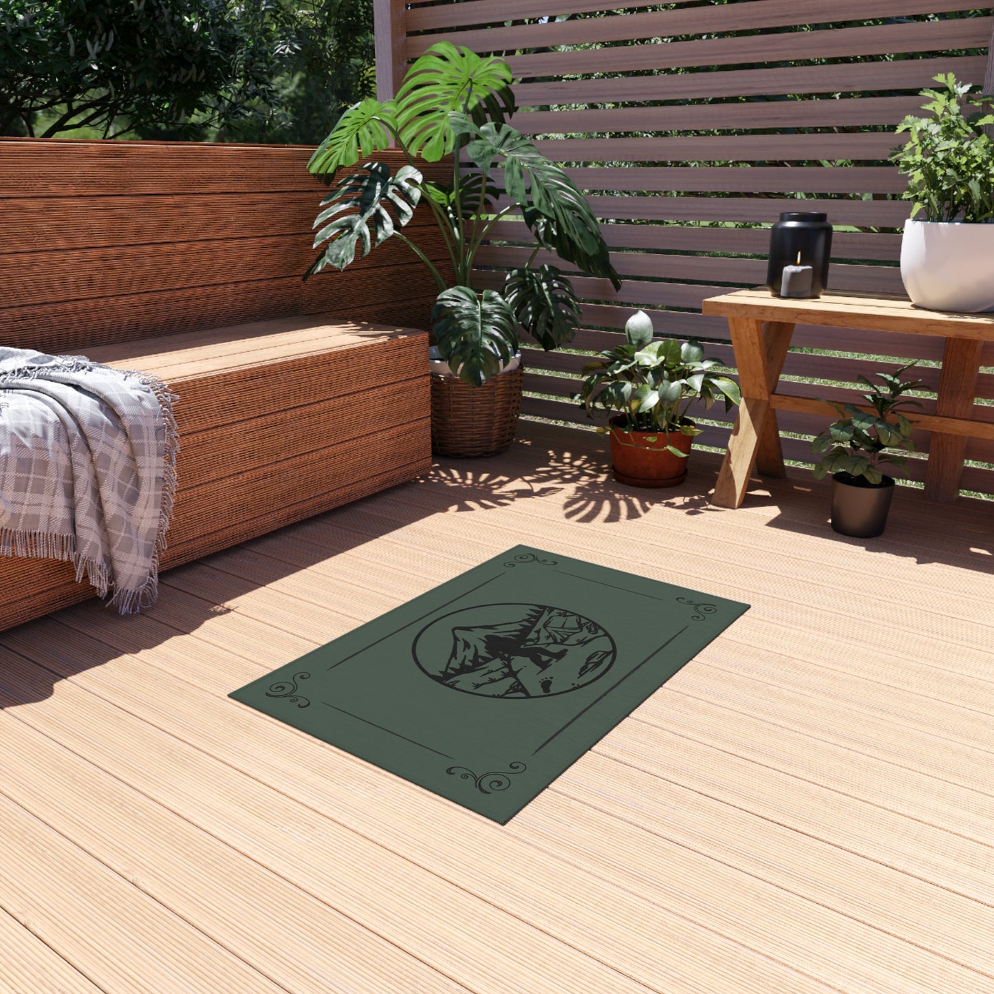 Bigfoot Army Green Outdoor Rug