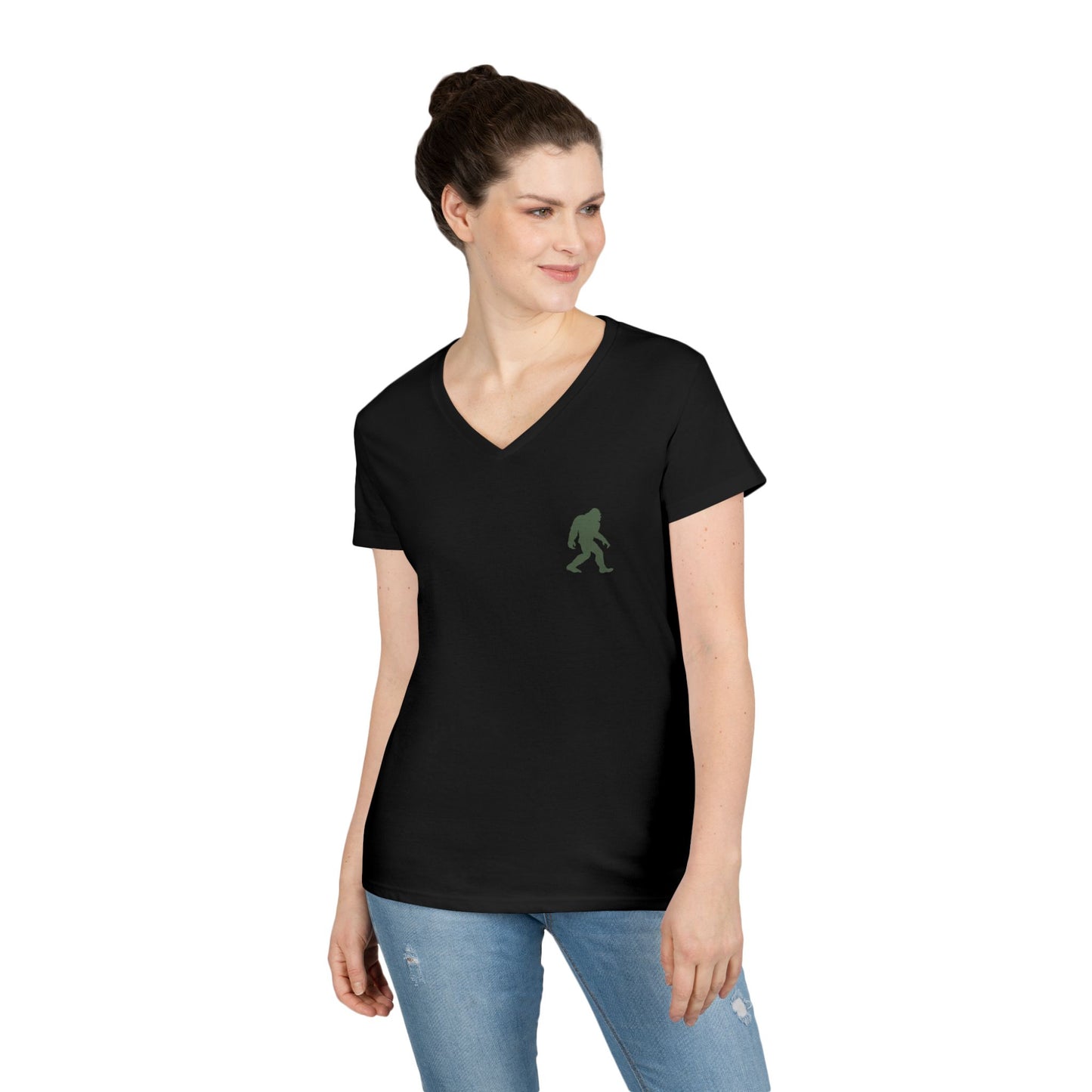 Bigfoot Forest Ladies V-Neck T-Shirt