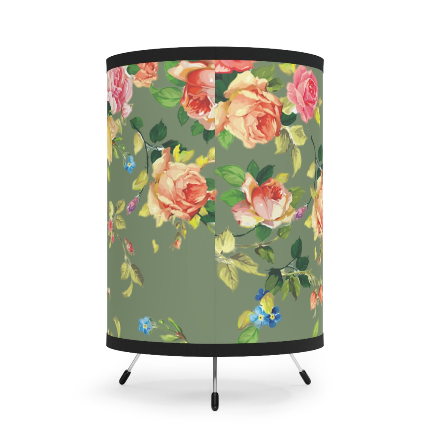 Mossy Rose Tripod Lamp with High-Res Printed Shade, US\CA plug