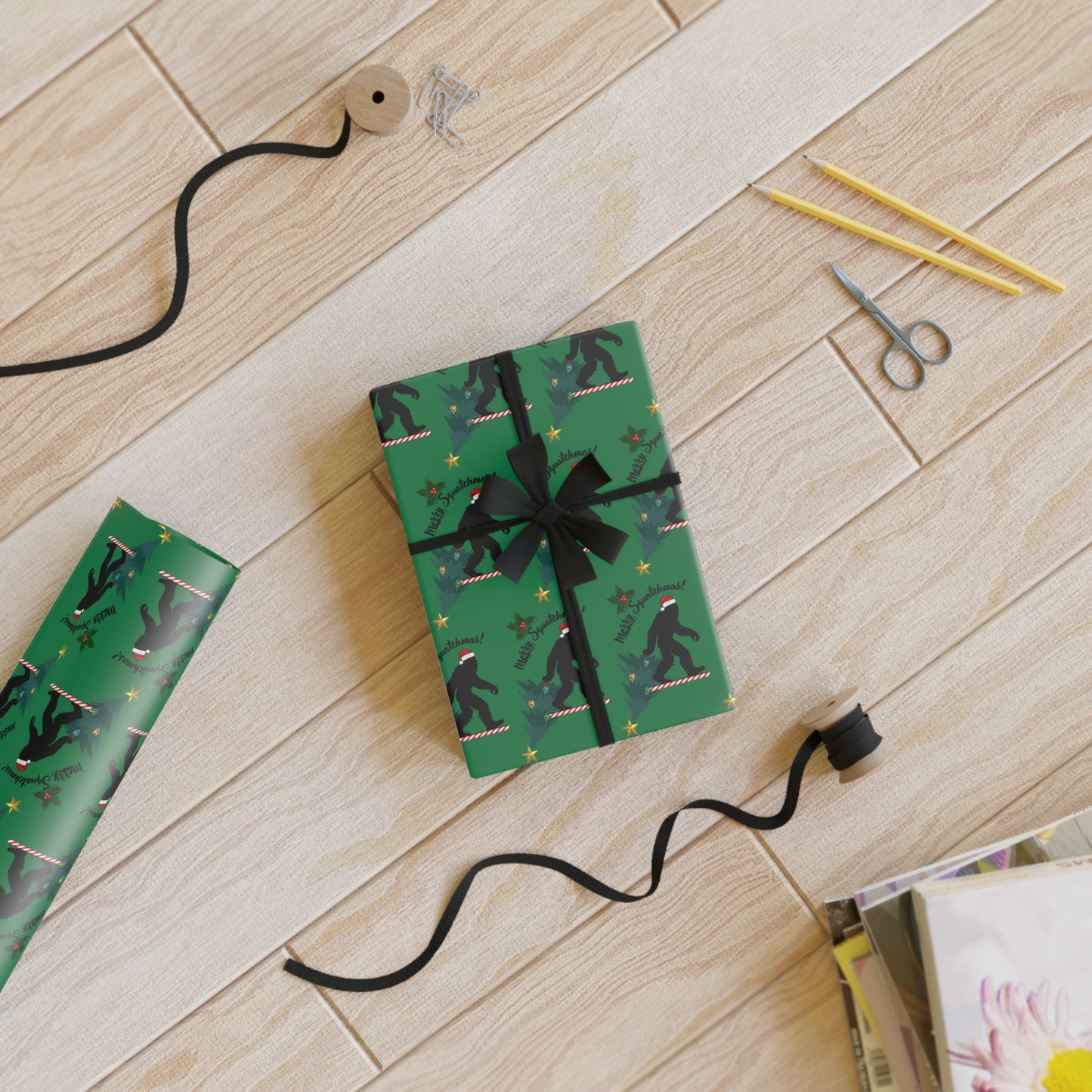 Merry Squatchmas - Wrapping Paper (Green)