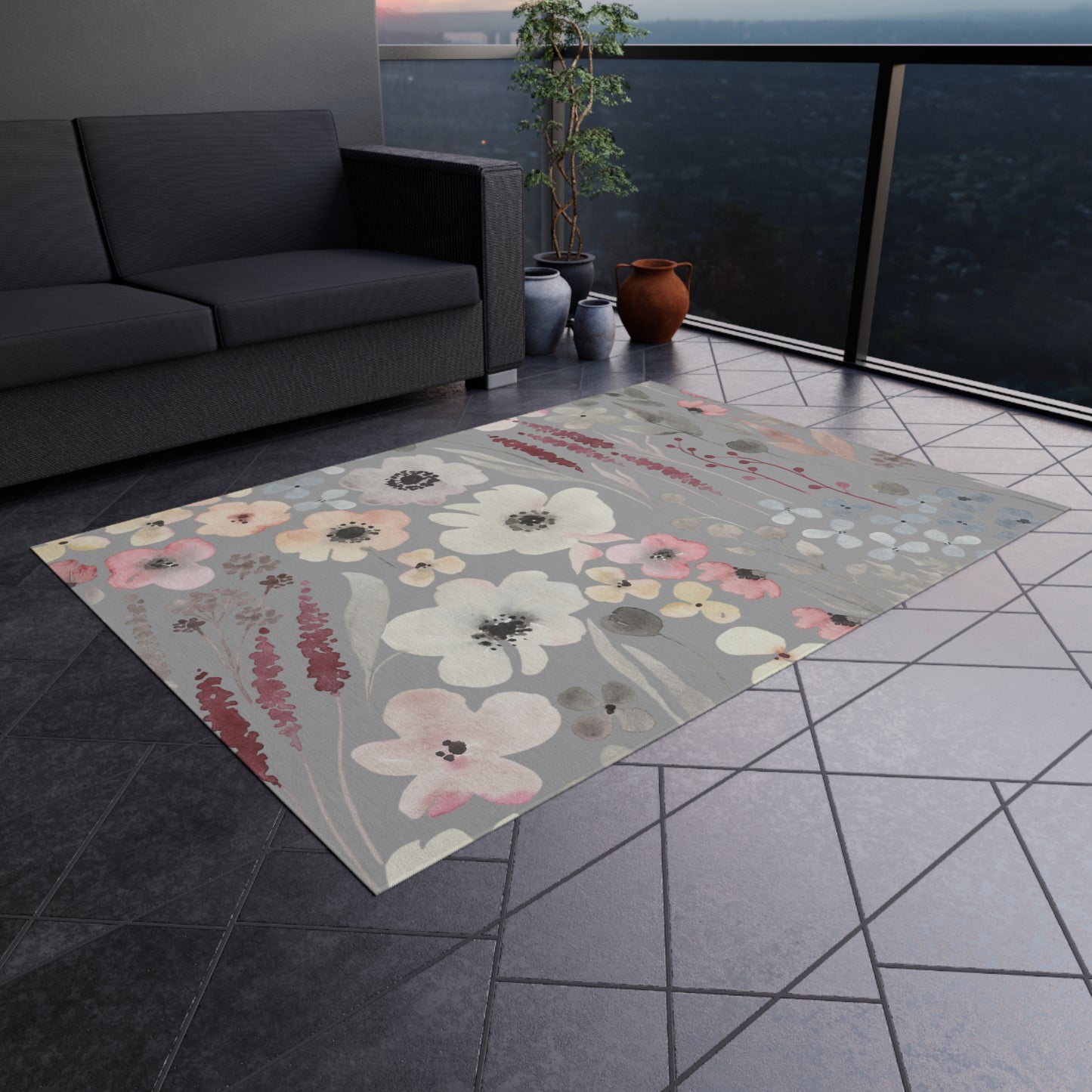 Pastel Flower Outdoor Rug