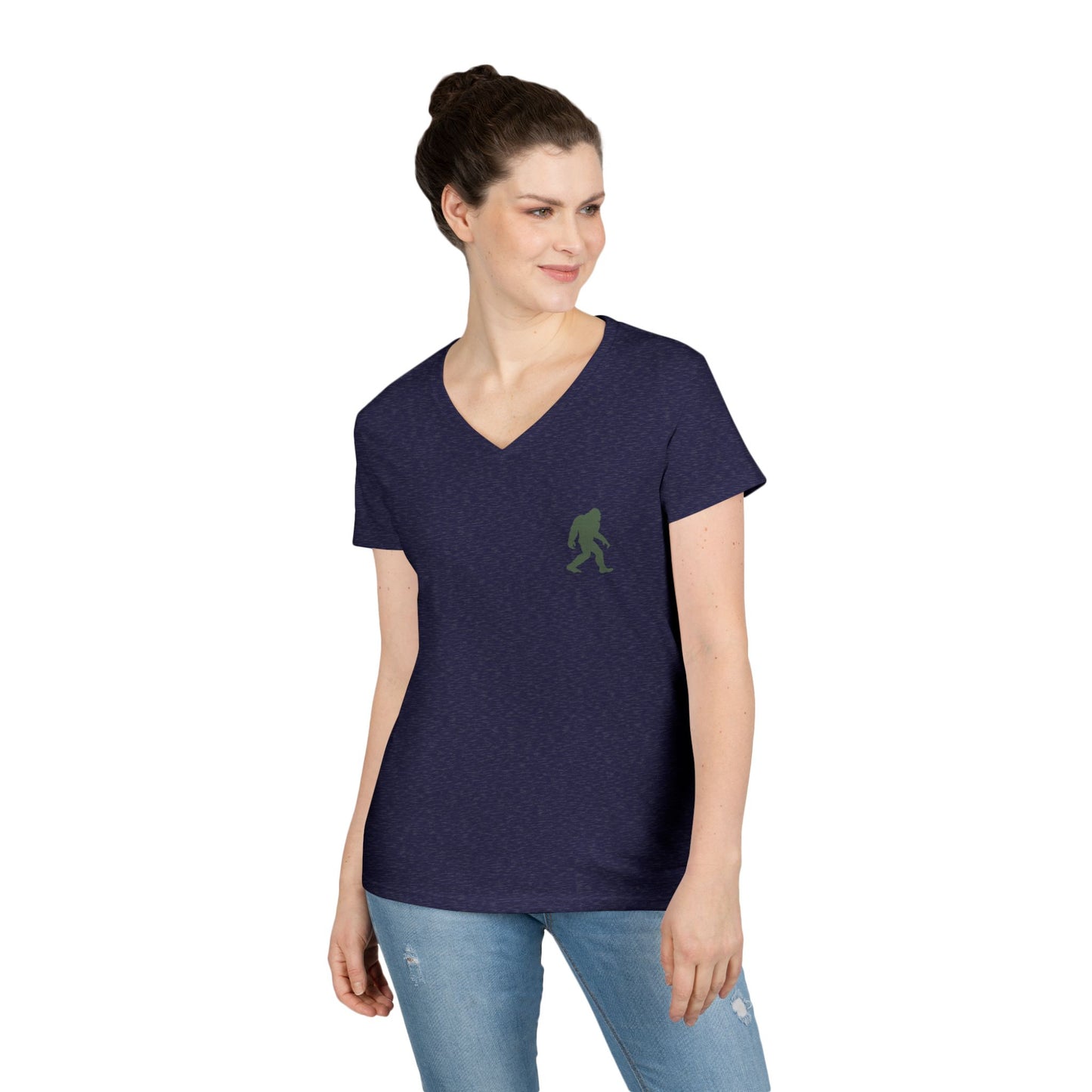 Bigfoot Forest Ladies V-Neck T-Shirt