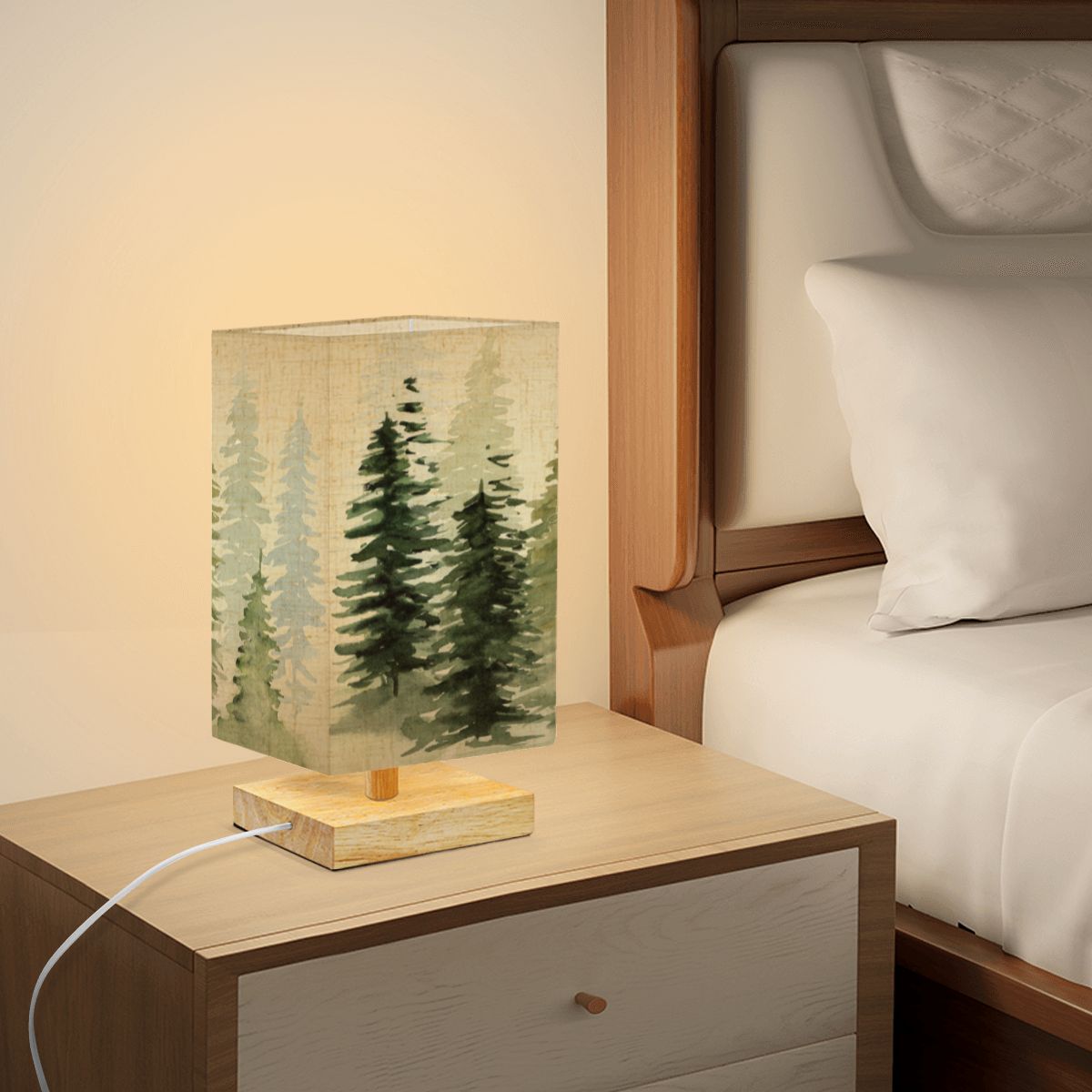Forest Trees Square Table Lamp