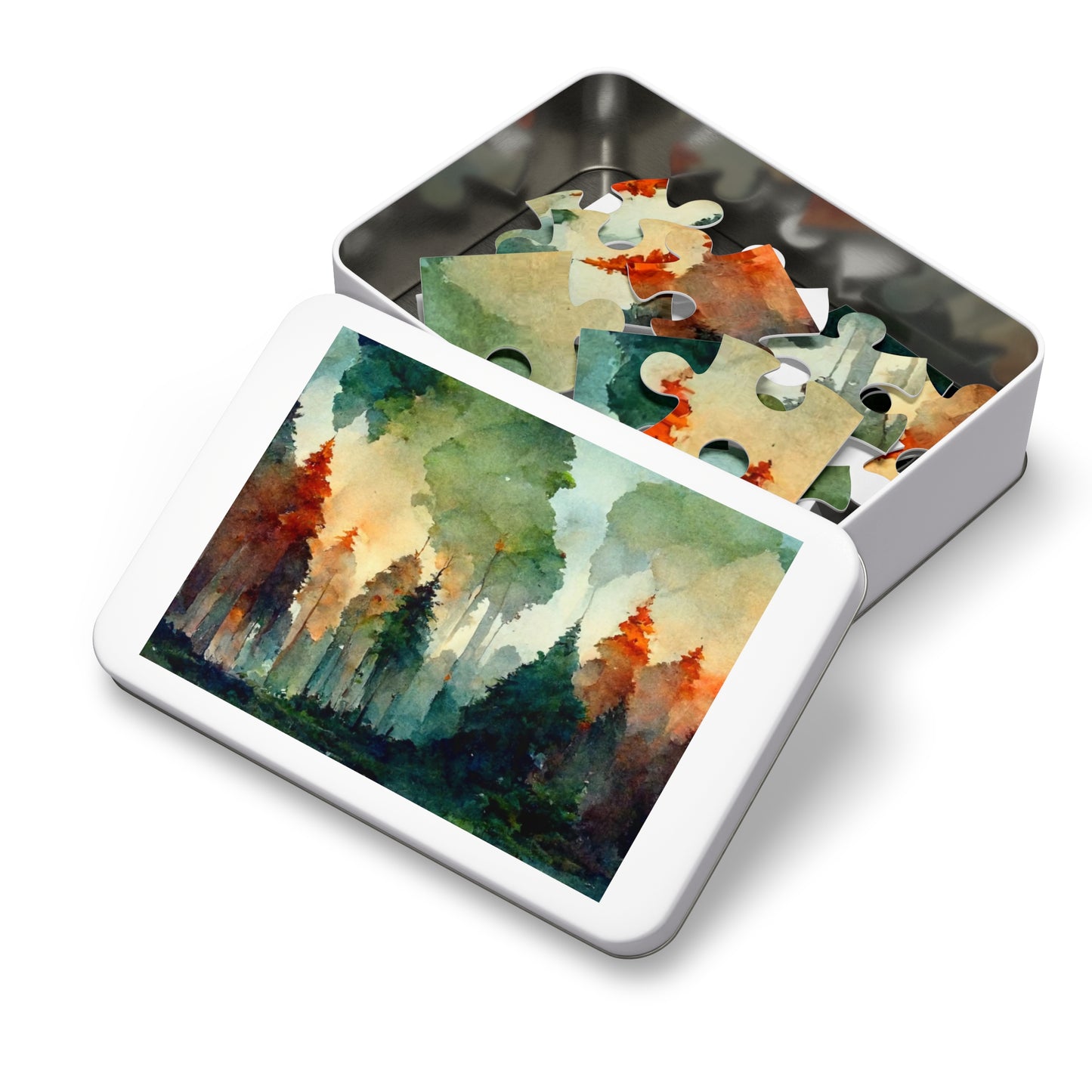 Painted Mountain Jigsaw Puzzle with Tin