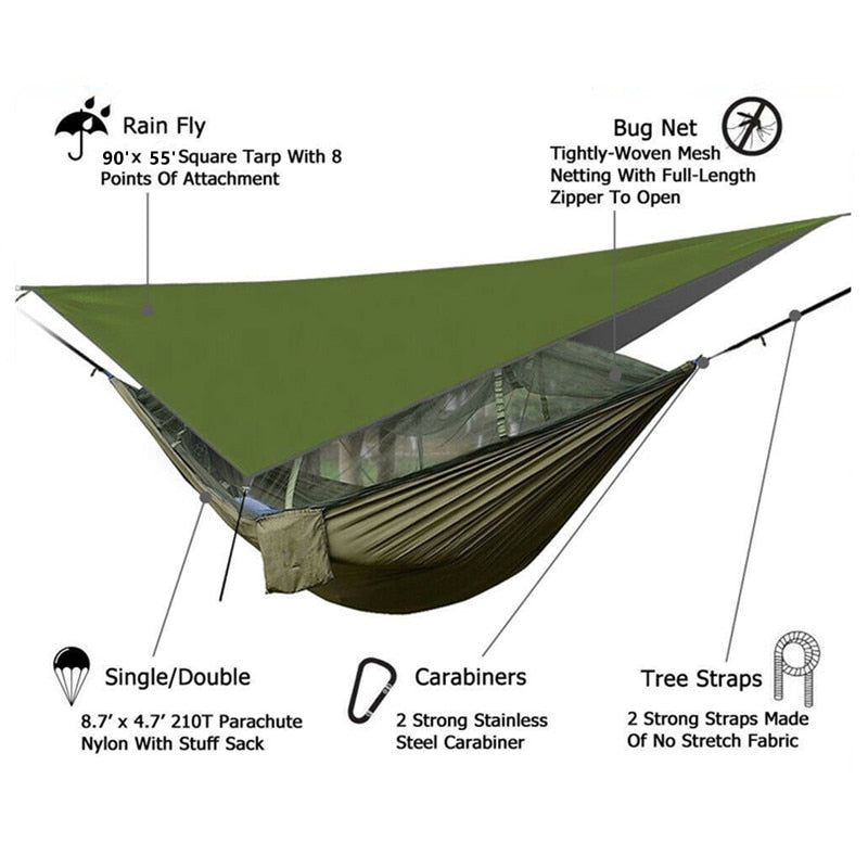 Best Camping Hammock with Mosquito Net and Rainfly