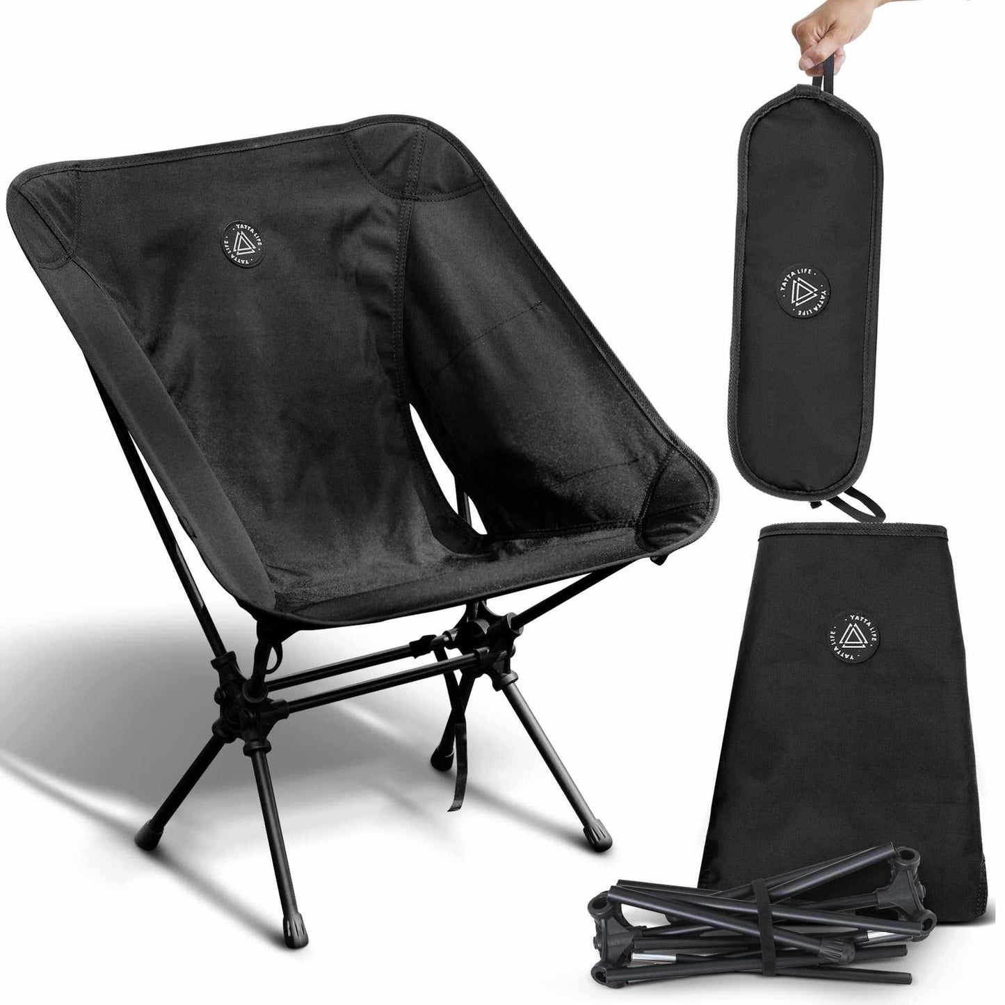 Low Back Ultralight Folding Camping Chairs - With Storage Pouch