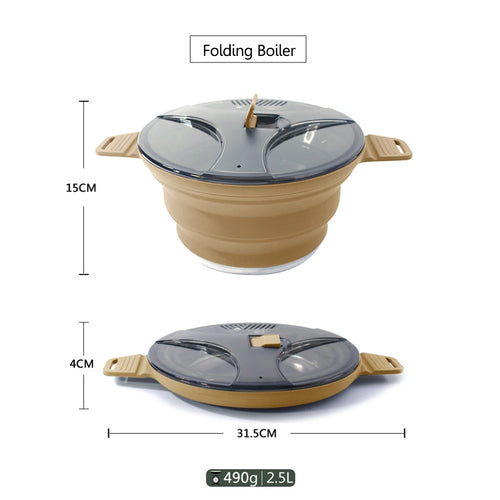 Outdoor Silicone Water Kettle Camping Folding Pot Portable Camping